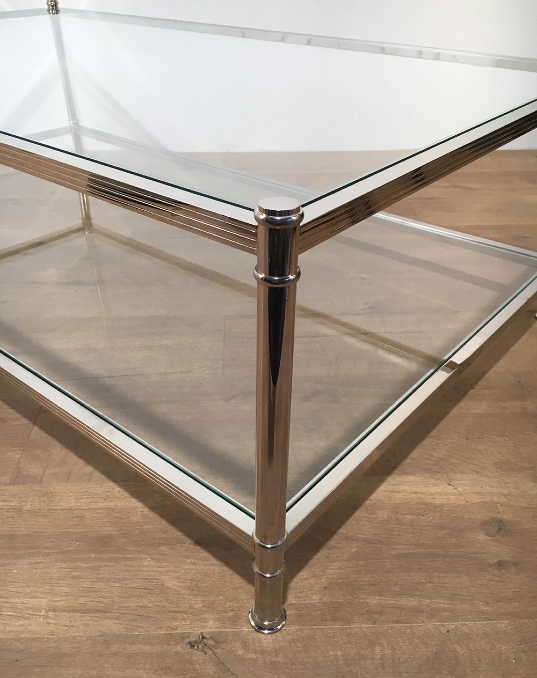 French Roche Bobois, Large Chrome Coffee Table, circa 1970 For Sale