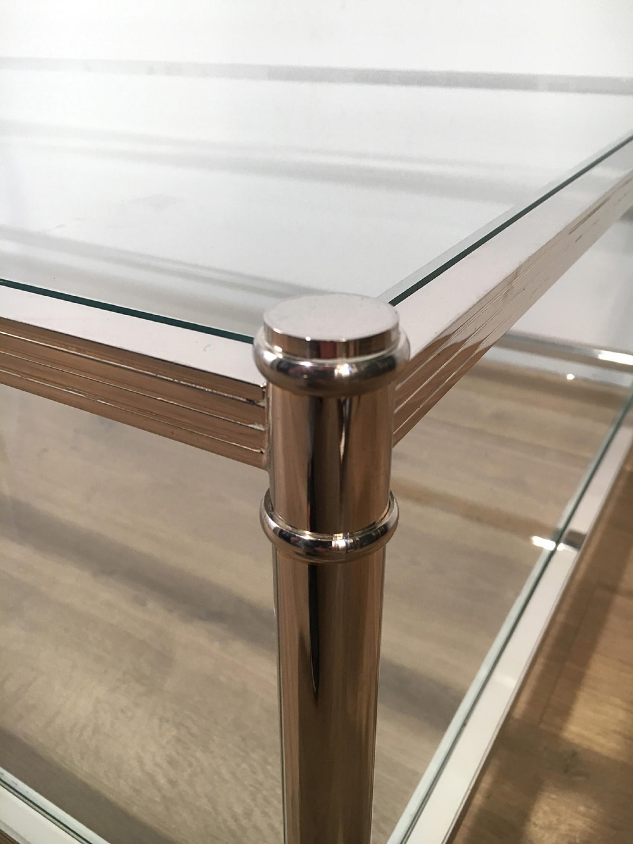 Late 20th Century Roche Bobois, Large Chrome Coffee Table, circa 1970 For Sale