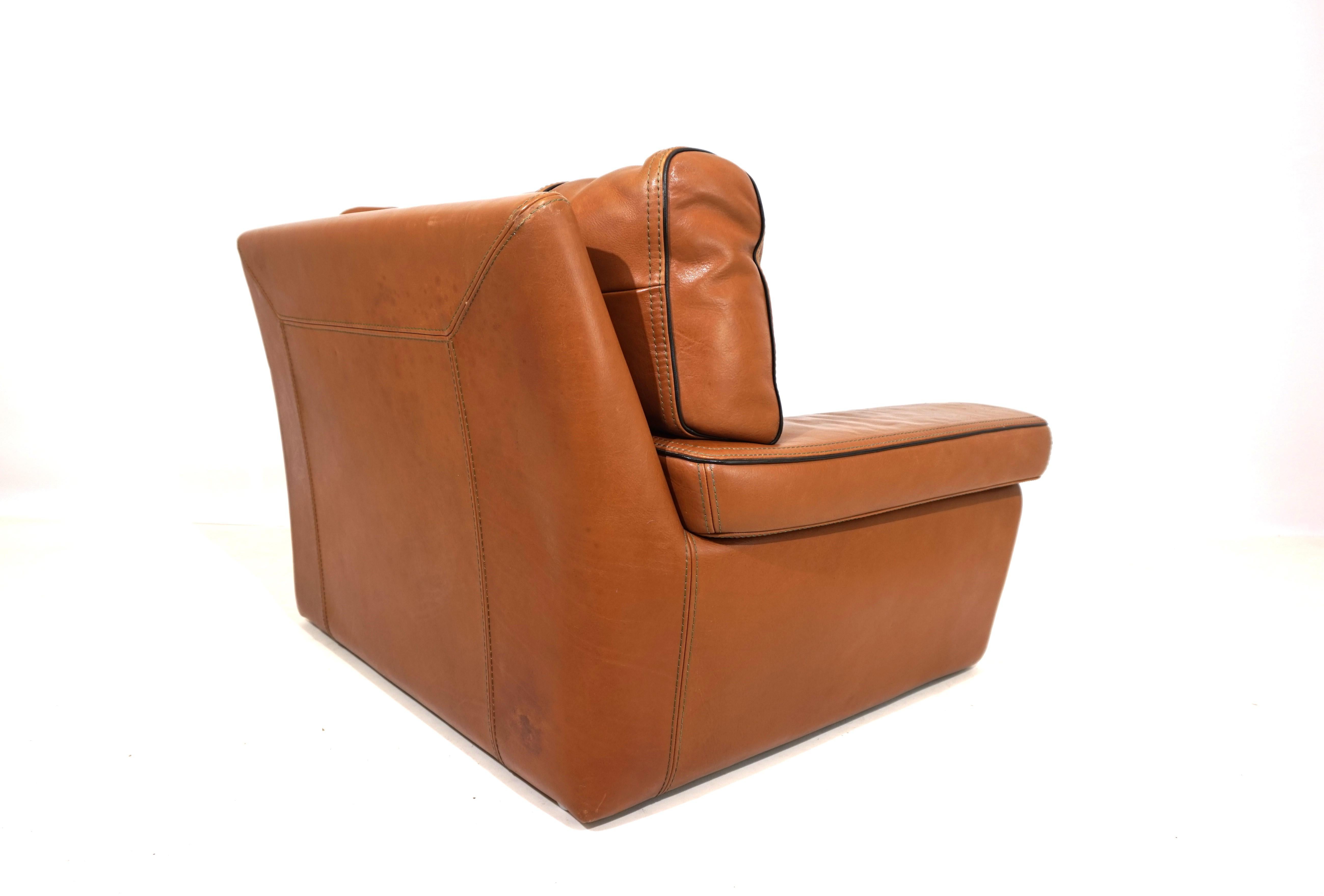 Roche Bobois leather armchair 70s 6