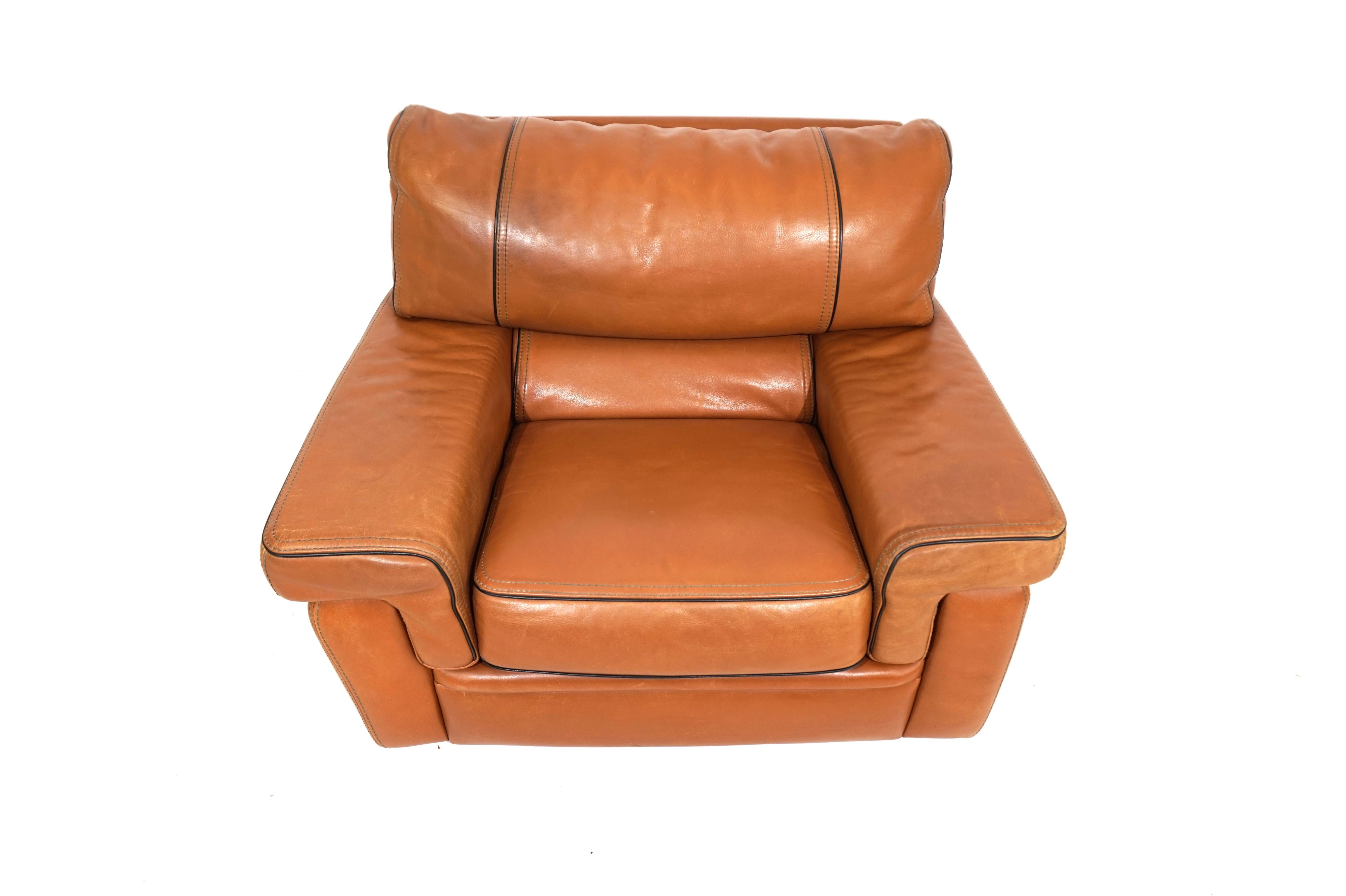 Roche Bobois leather armchair 70s 7