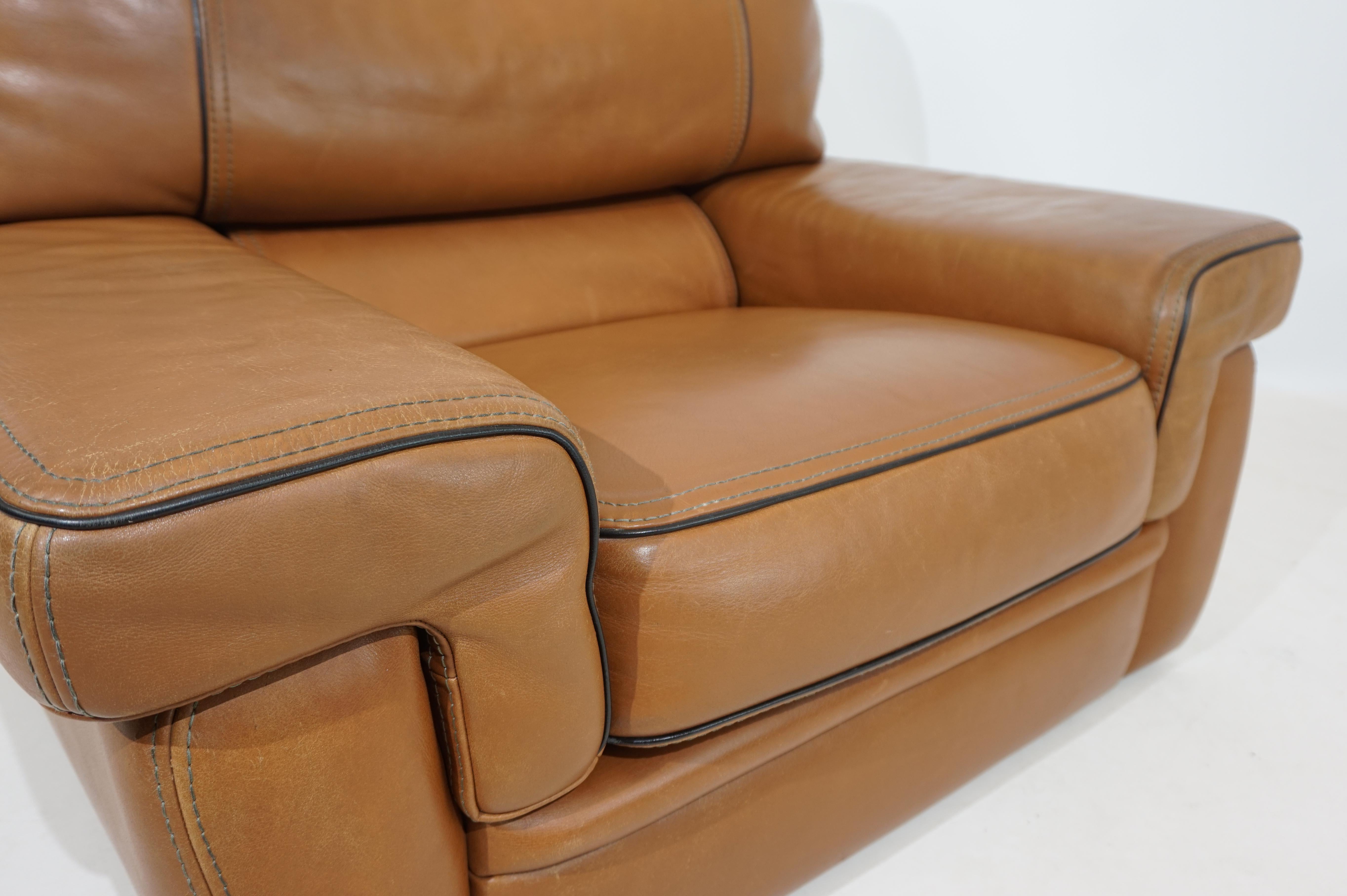 Roche Bobois leather armchair 70s 9