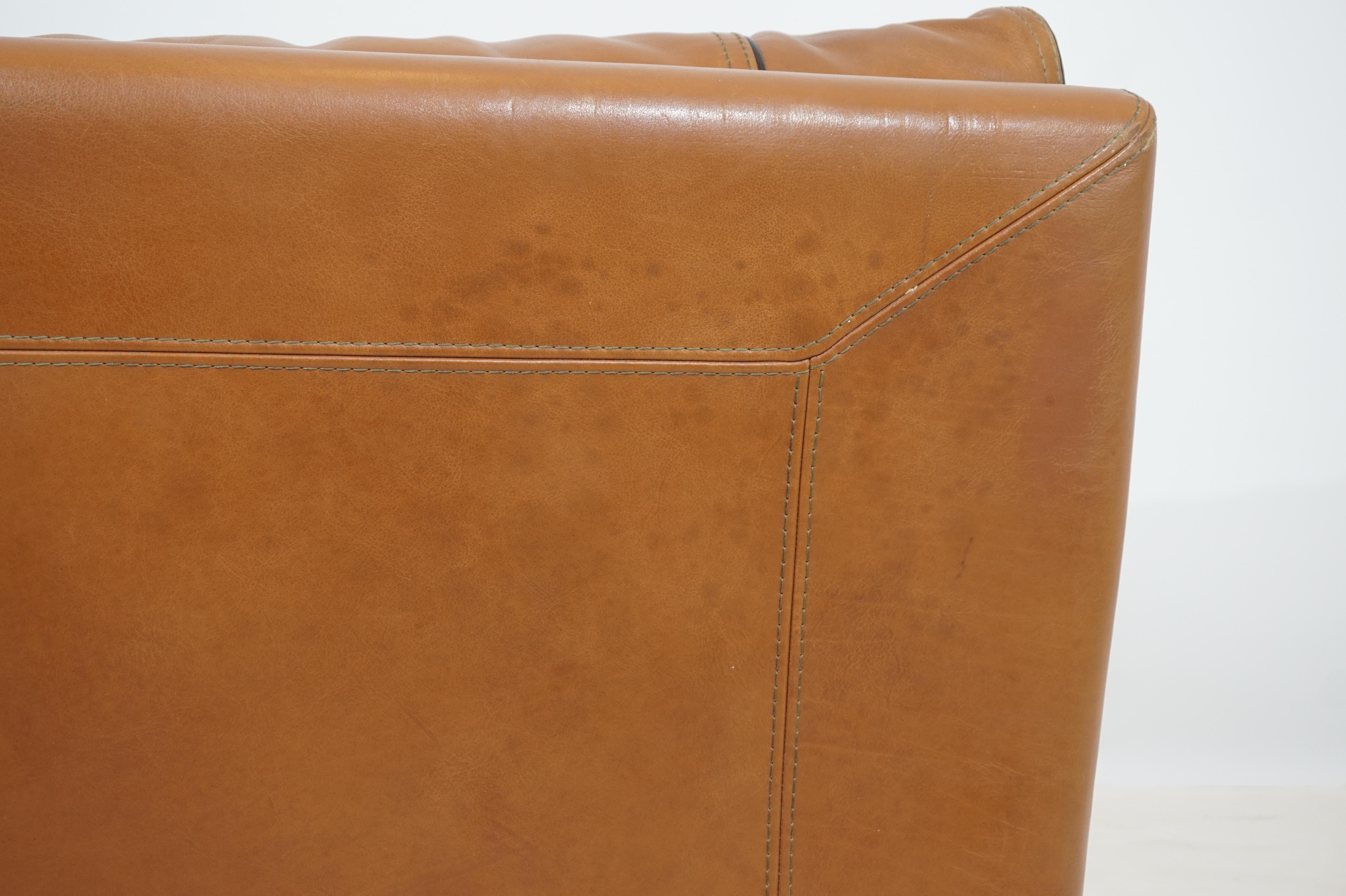 Leather Roche Bobois leather armchair 70s