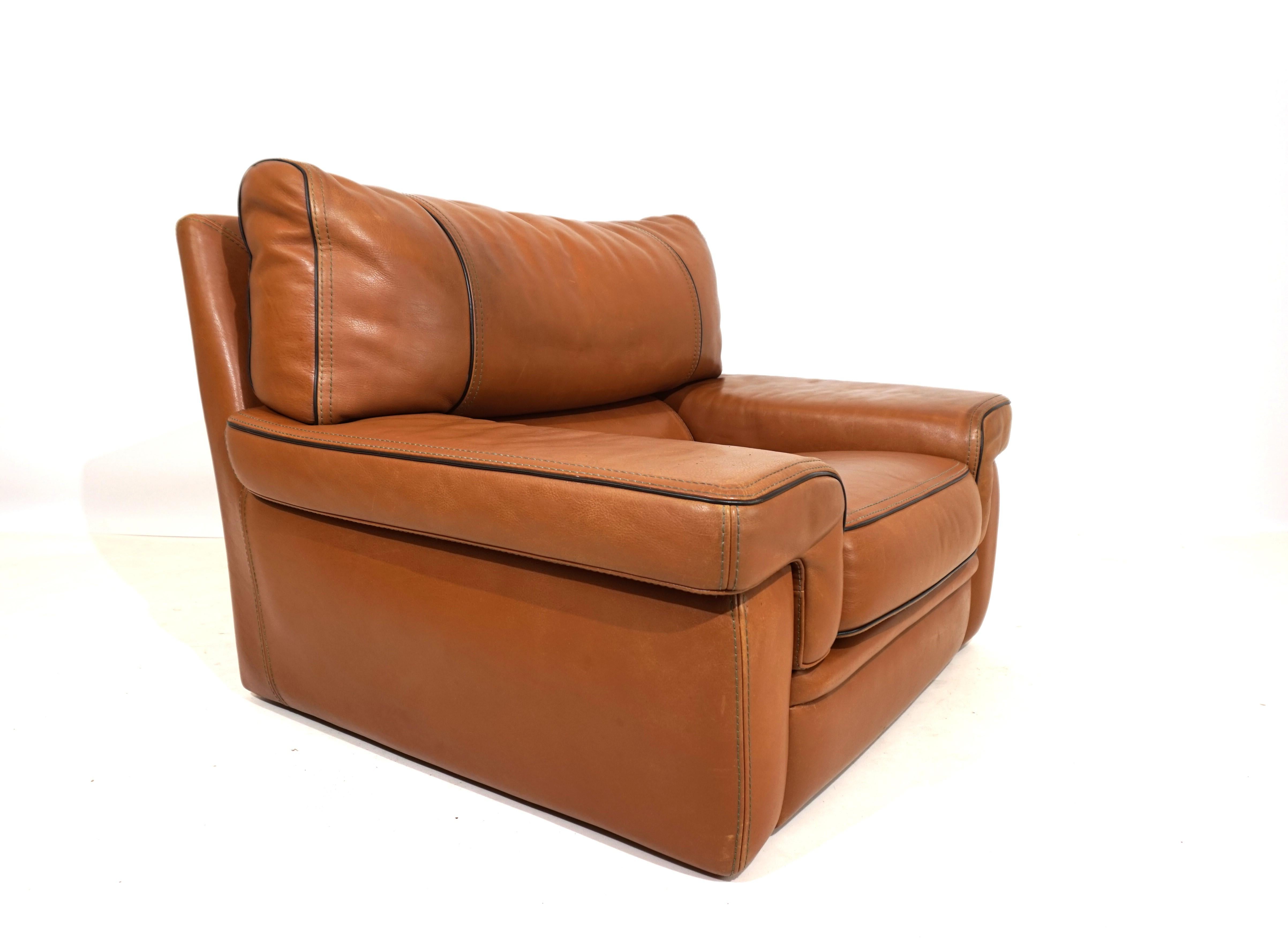 Roche Bobois leather armchair 70s 2