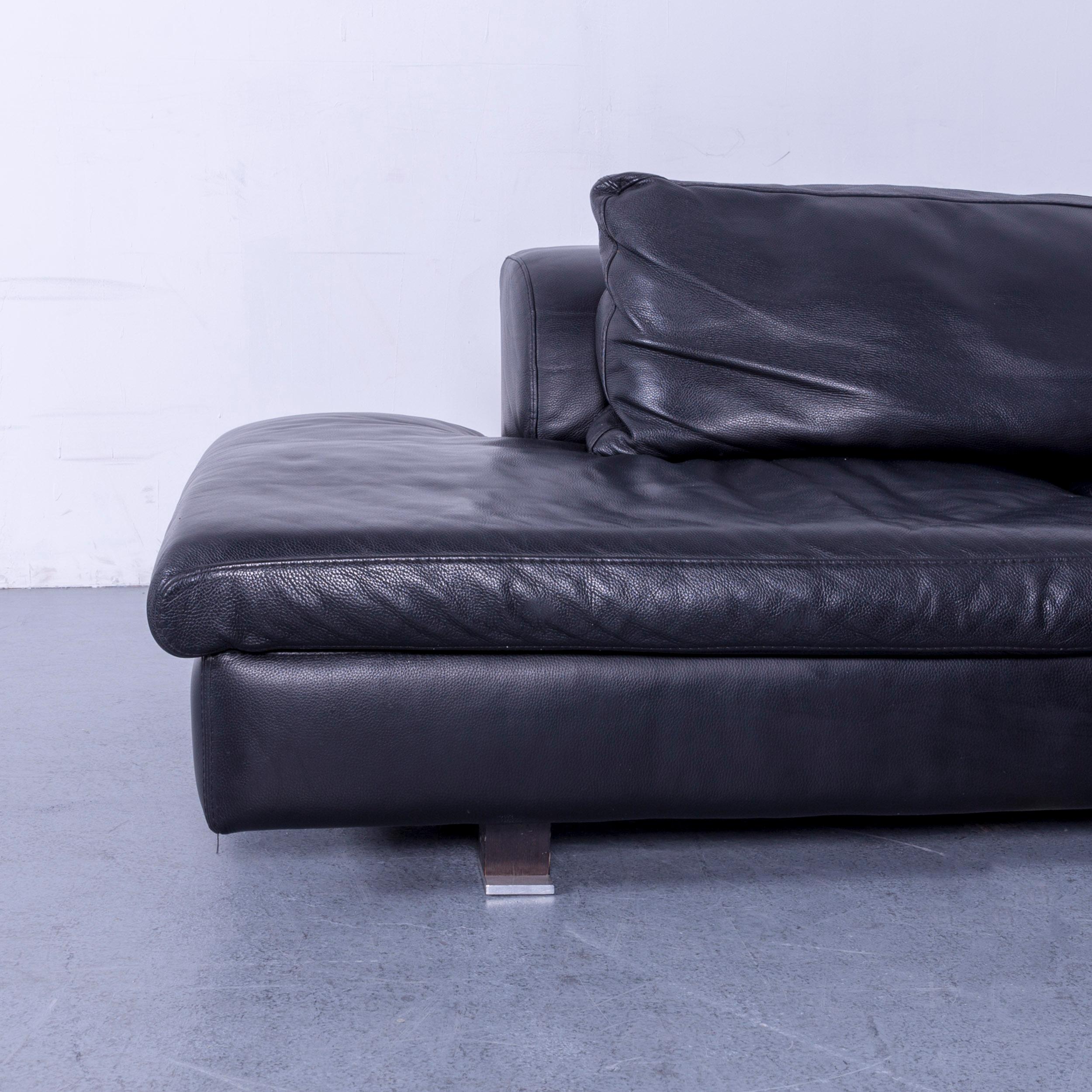 roche bobois black leather sofa