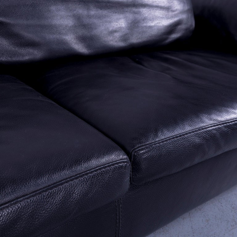 Roche Bobois Leather Corner Sofa Black Couch at 1stDibs