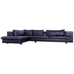 Roche Bobois Leather Corner Sofa Black Couch