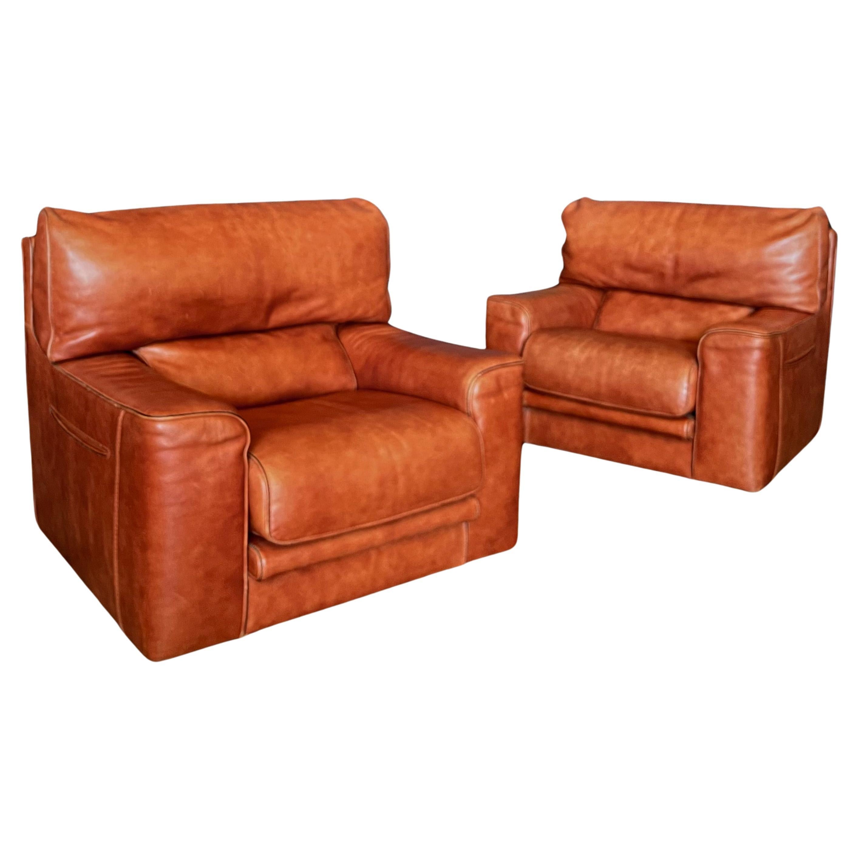 Roche Bobois Leather Lounge Chair For Sale