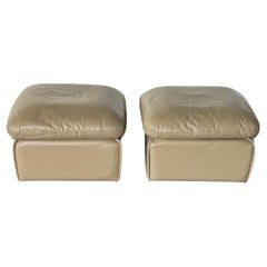 Roche Bobois Leder-Ottomanen oder Fußhocker