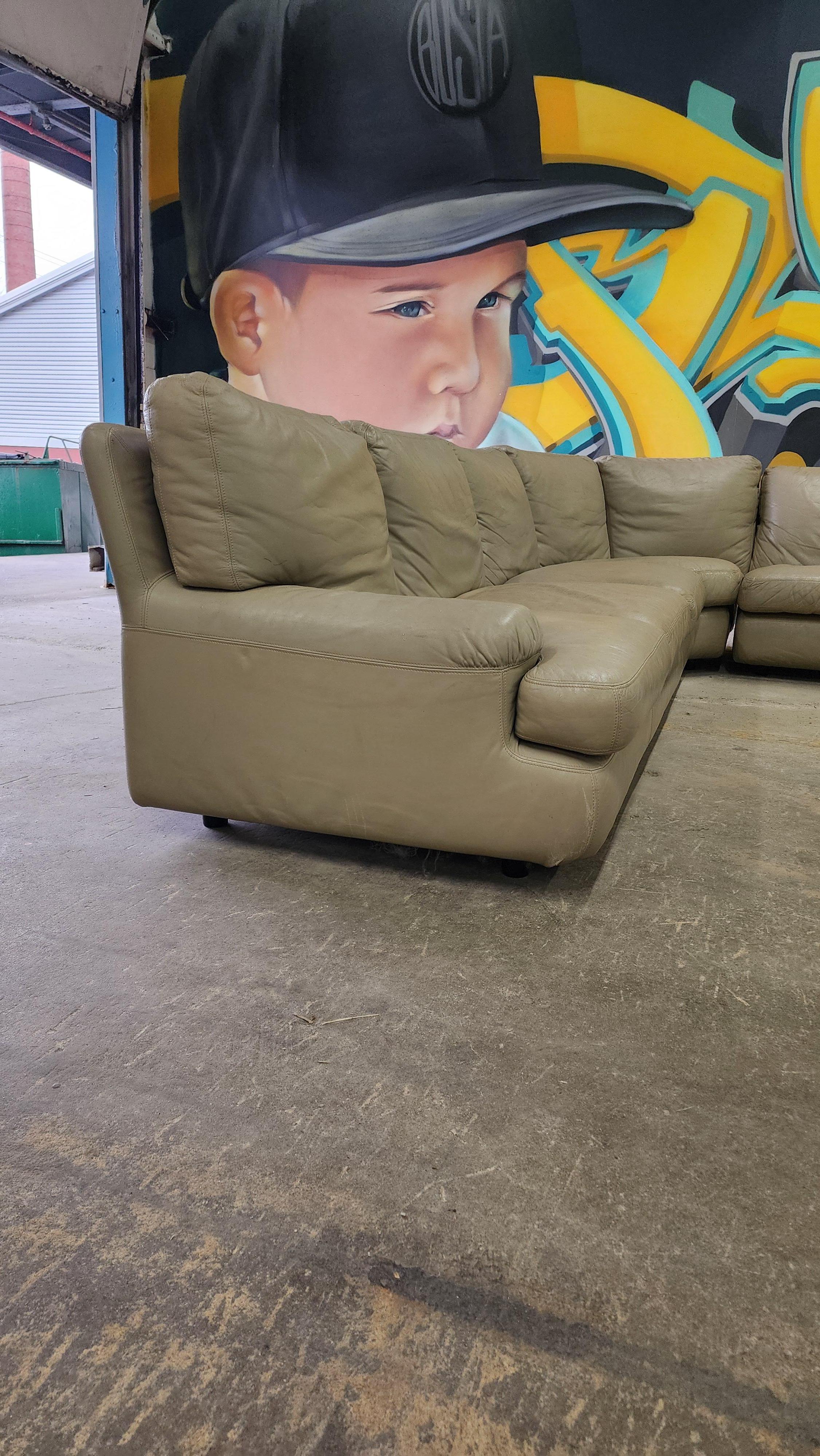 Post-Modern Roche Bobois leather sectional For Sale