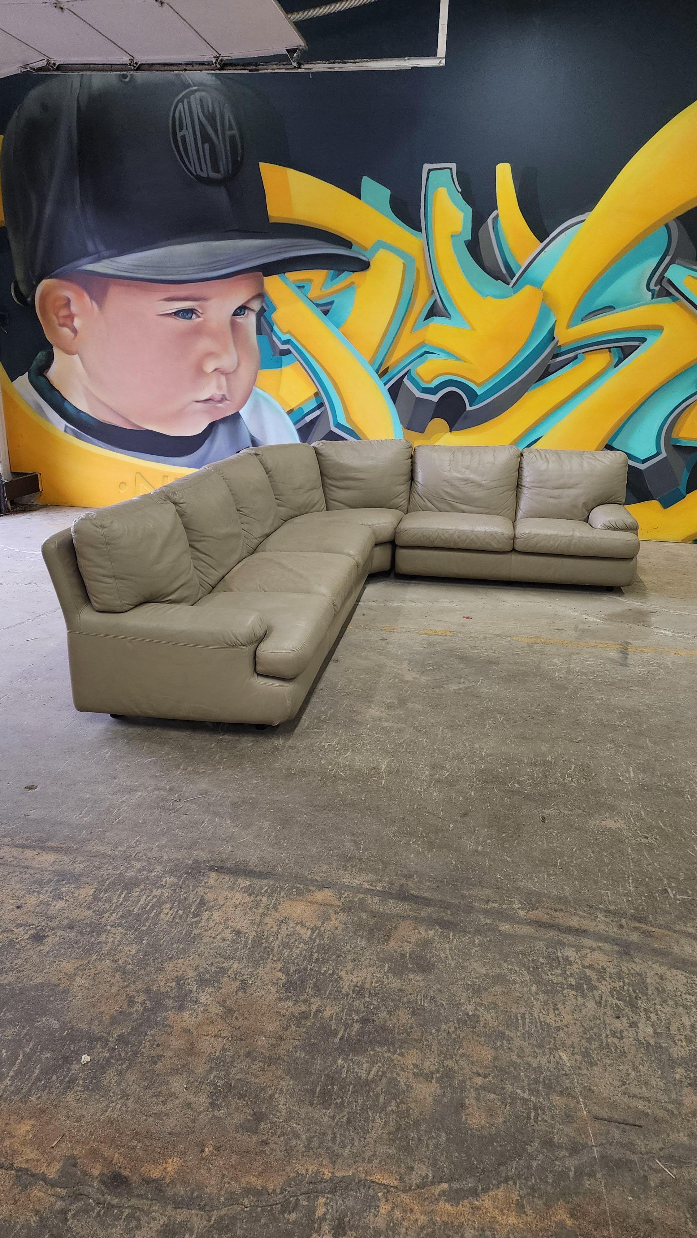 Italian Roche Bobois leather sectional For Sale