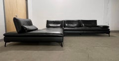 Roche Bobois Leather Sectional "Scenario" Sofa and Coffee Table by Sacha Lakic
