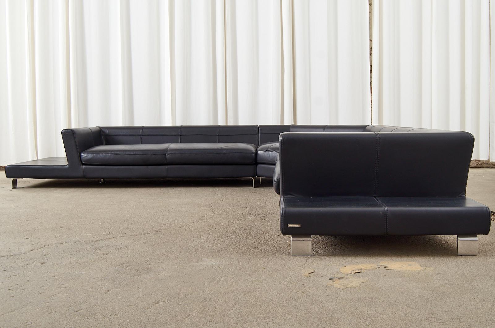 Roche Bobois Leather Sectional Sofa with Ottomans 1