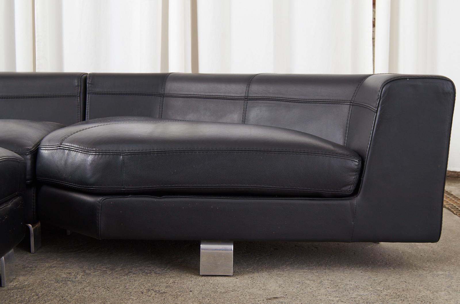Roche Bobois Leather Sectional Sofa with Ottomans 8