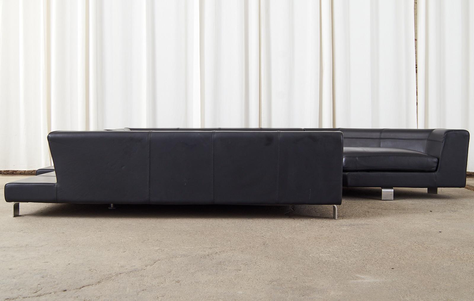 Roche Bobois Leather Sectional Sofa with Ottomans 10