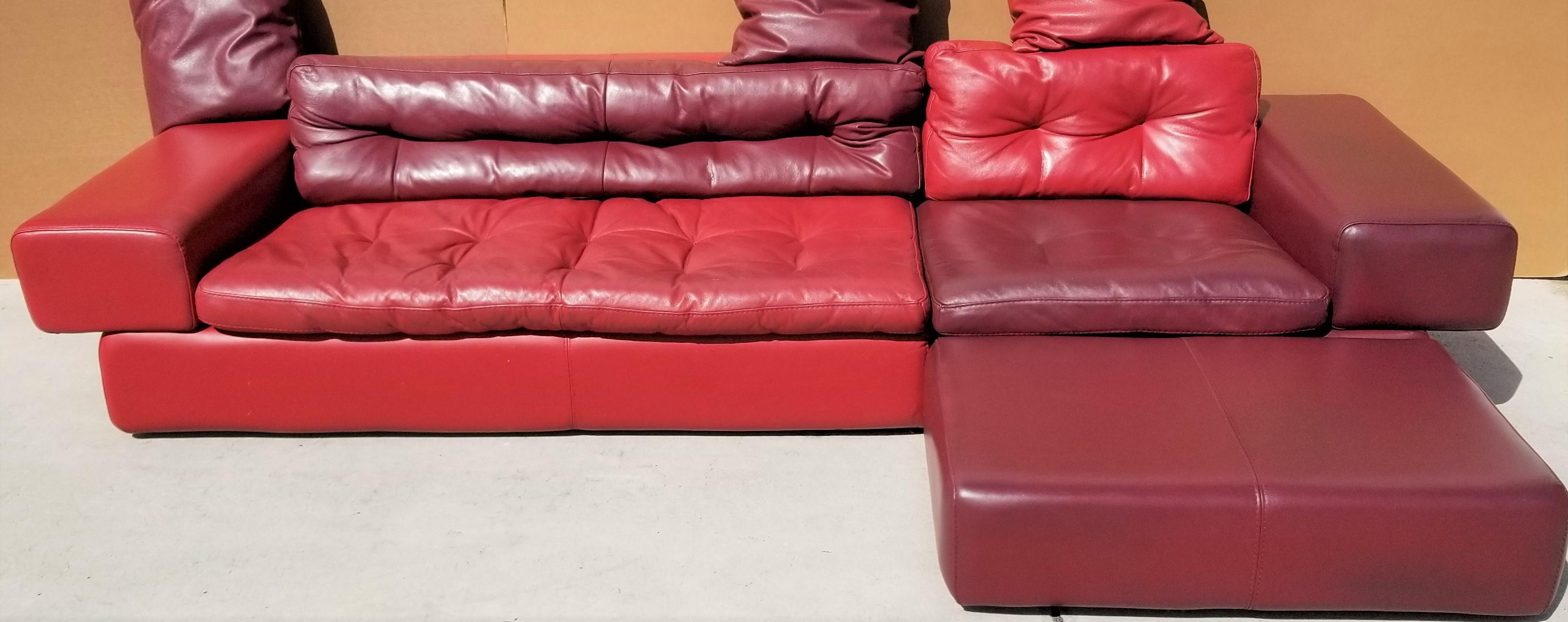 Roche Bobois Leather Sectional Sofa with Ottoman 10