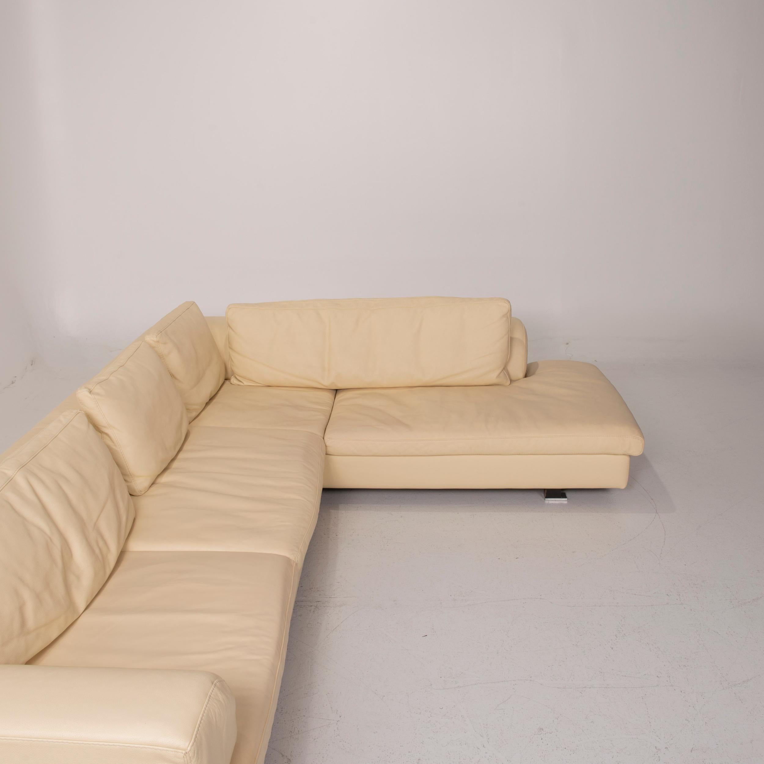 Canapé d'angle en cuir beige Roche Bobois Bon état à Cologne, DE
