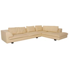 Canapé d'angle en cuir beige Roche Bobois