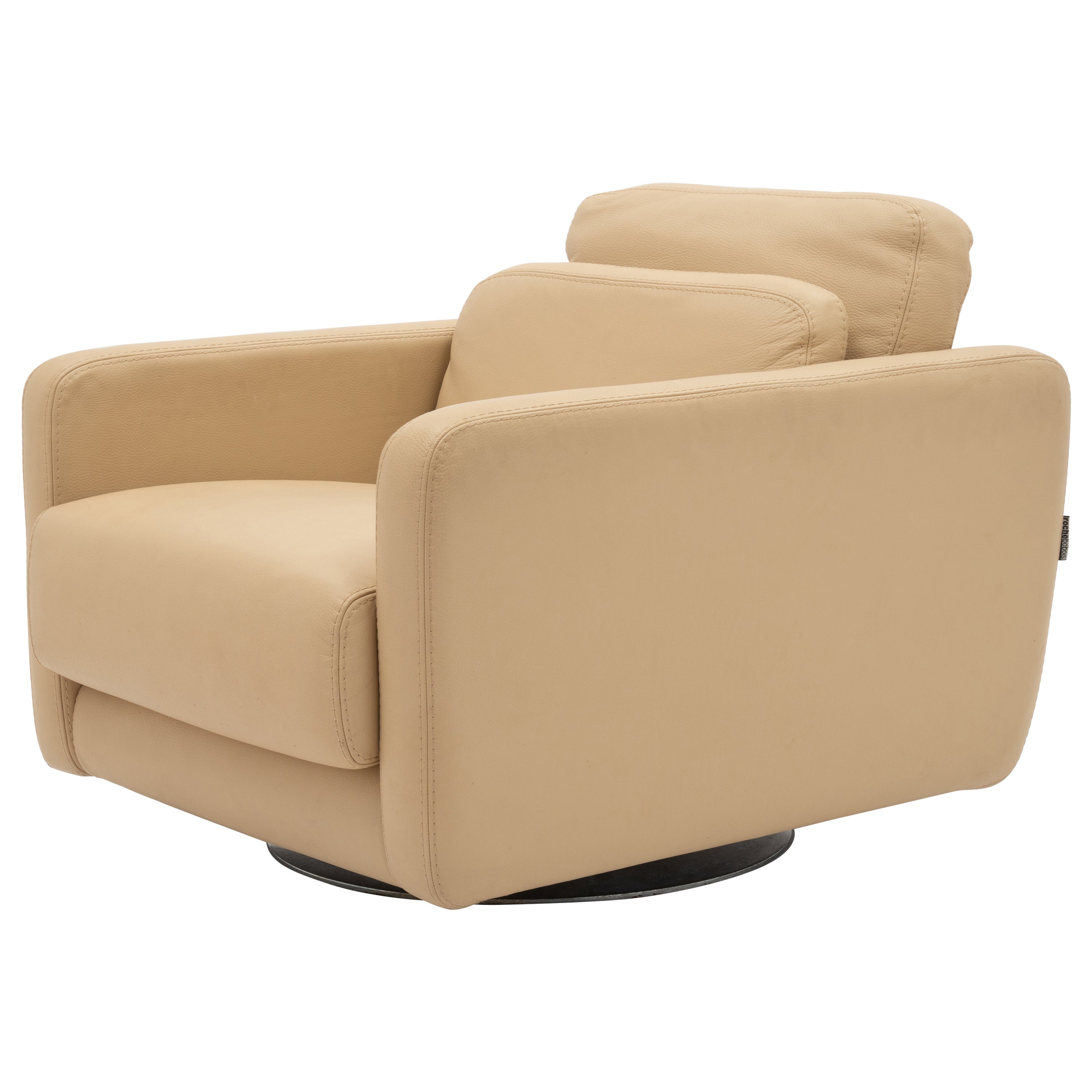 Roche Bobois Drehbarer Club-Loungesessel aus Leder Post Modern