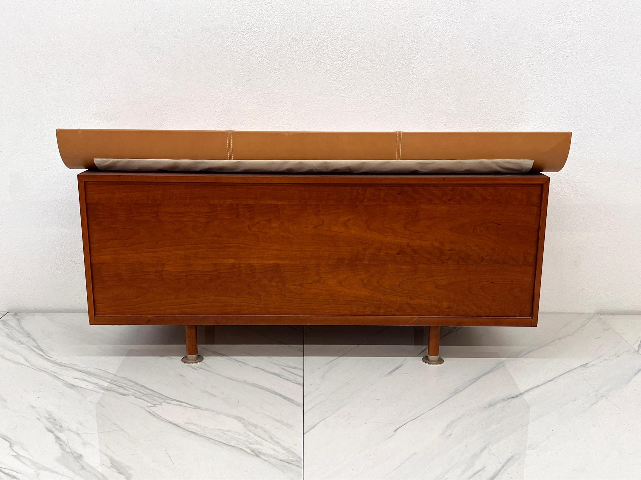 Cromo Comò con piano in pelle Roche Bobois, Luigi Gorgoni in vendita