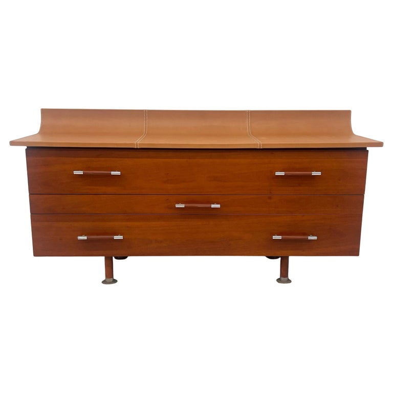 Roche Bobois Leather Top Vanity Dresser, Luigi Gorgoni For Sale at 1stDibs