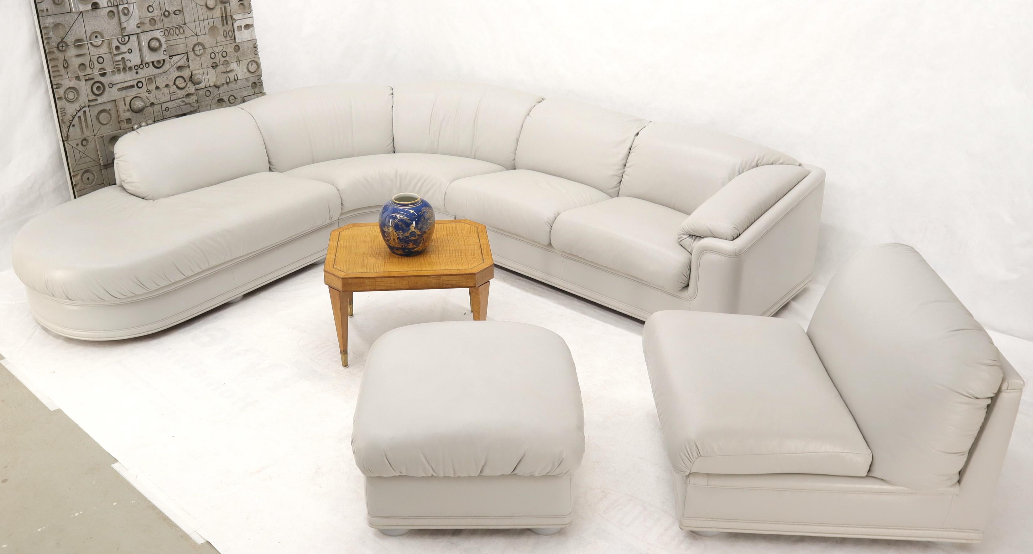 Leather Roche Bobois Living Room Set Sectional Corner Sofa Lounge Chair Ottoman