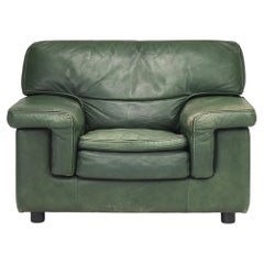 Roche Bobois Lounge Armchair in Original Green Patinated Leather – circa 1970