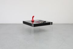 Roche Bobois Lucite and Smoked Glass Square Coffee Table