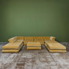 Roche Bobois Mah Jong Modular Sofa by Hans Hopfer in Yellow Velvet