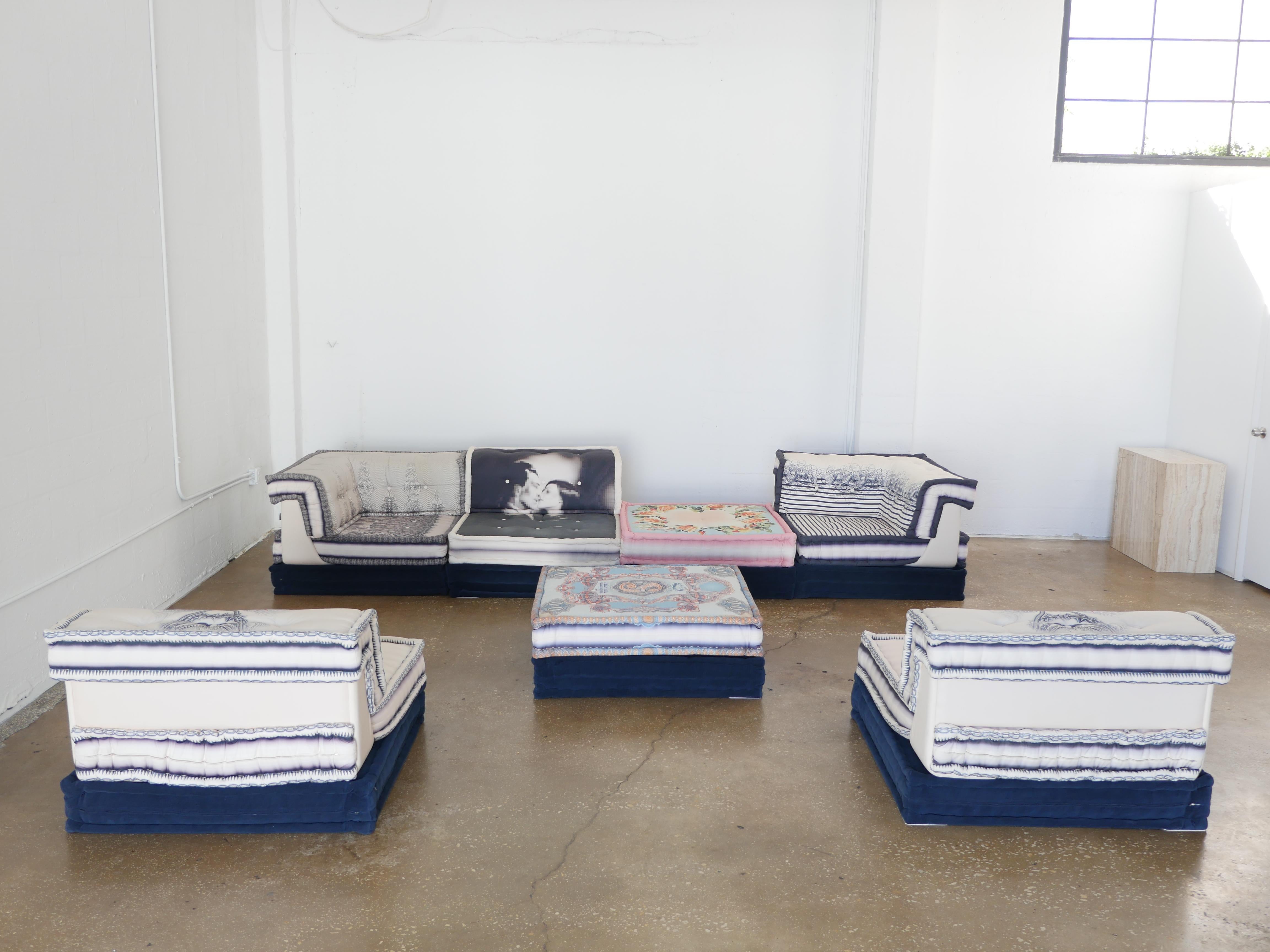 Mid-Century Modern Roche Bobois Mah Jong Modular Sectional Sofa with Jean Paul Gaultier Fabric