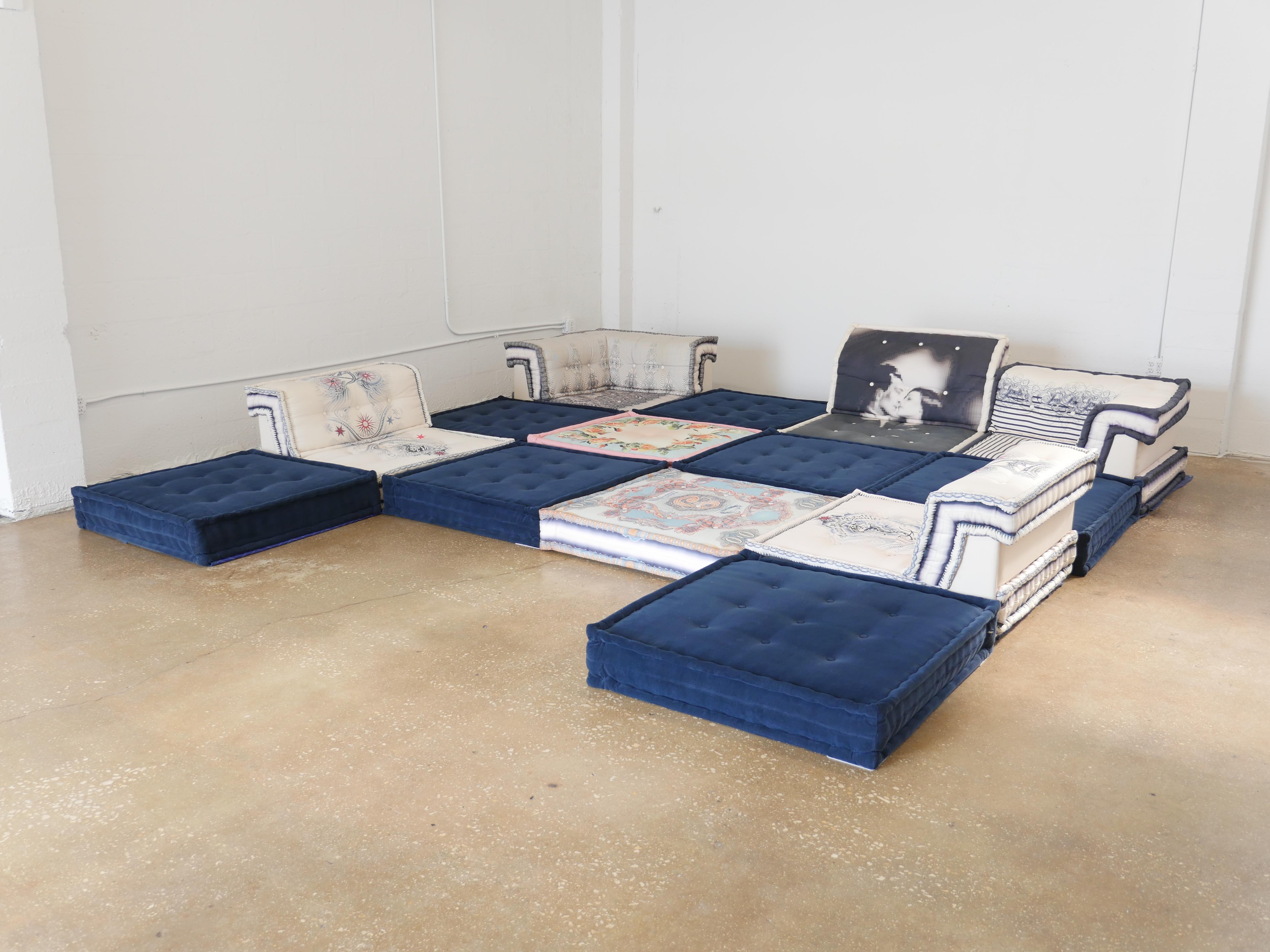 Italian Roche Bobois Mah Jong Modular Sectional Sofa with Jean Paul Gaultier Fabric