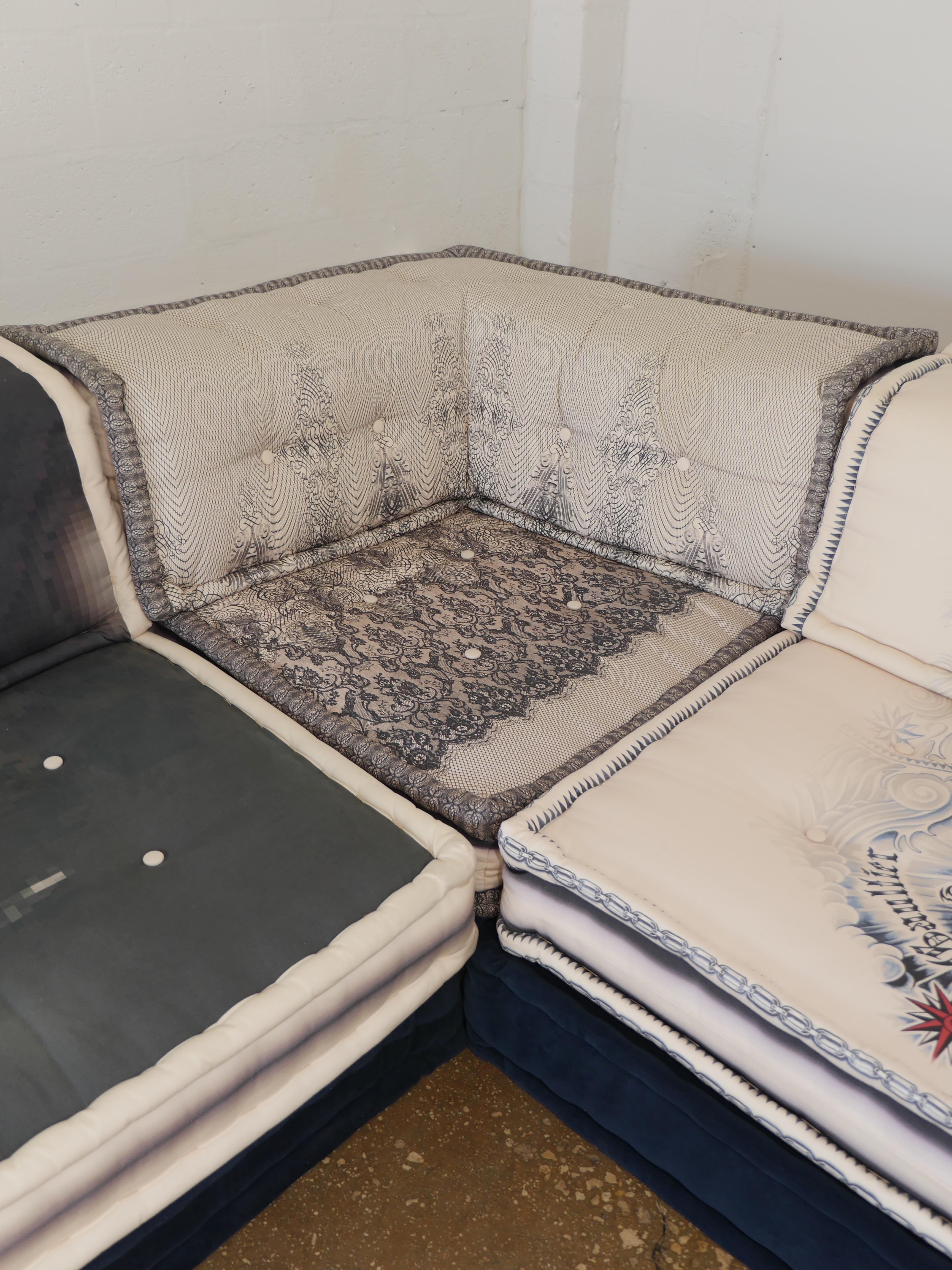 Contemporary Roche Bobois Mah Jong Modular Sectional Sofa with Jean Paul Gaultier Fabric
