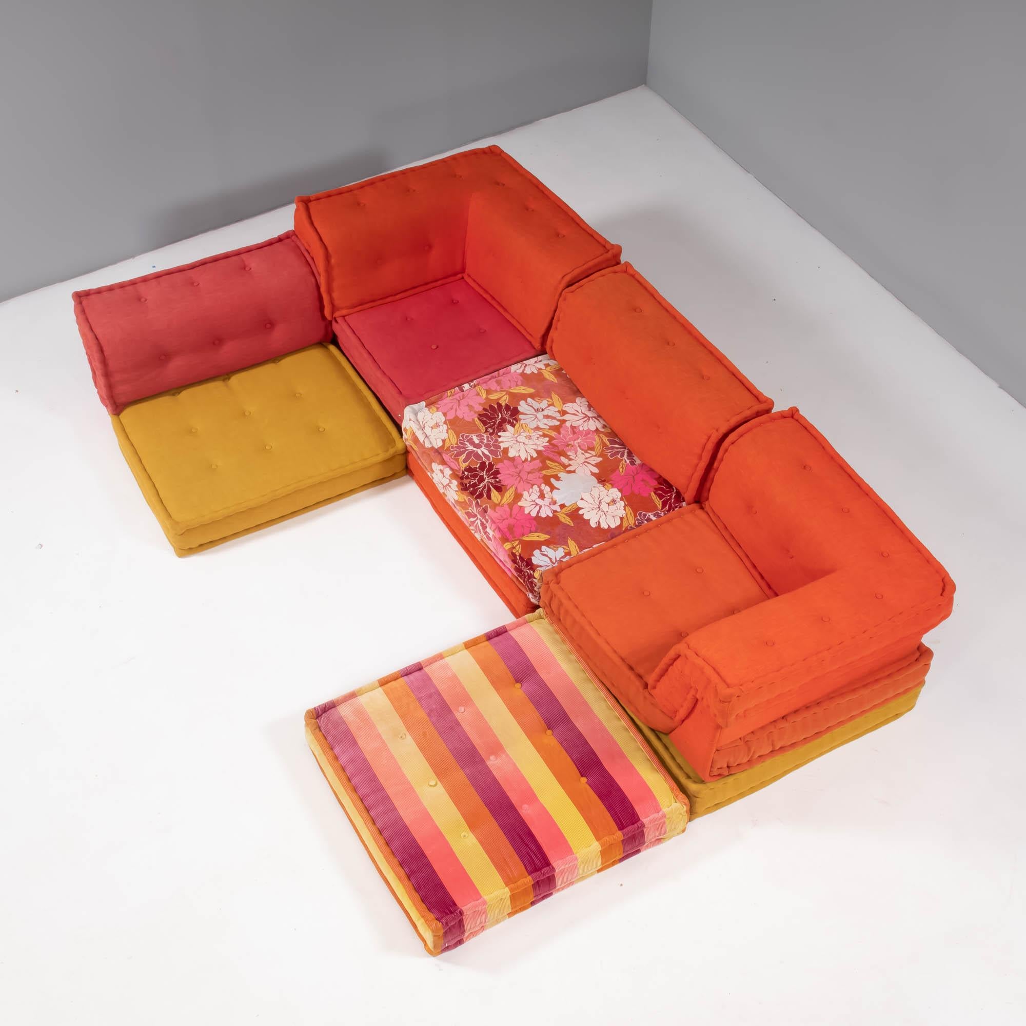 French Roche Bobois Mah Jong Sectional Sofa in Custom Upholstery, Set of 12 For Sale