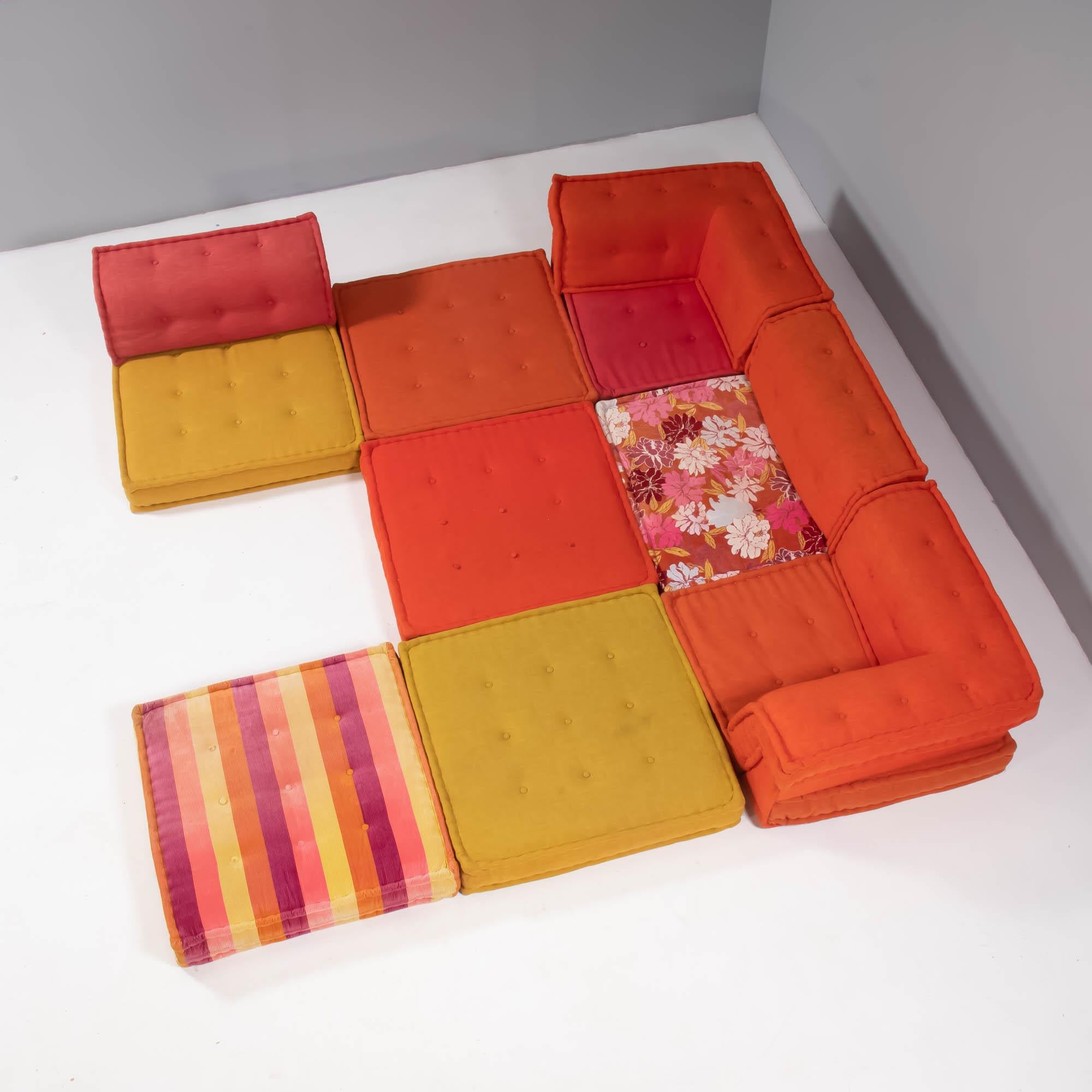 Late 20th Century Roche Bobois Mah Jong Sectional Sofa in Custom Upholstery, Set of 12 For Sale
