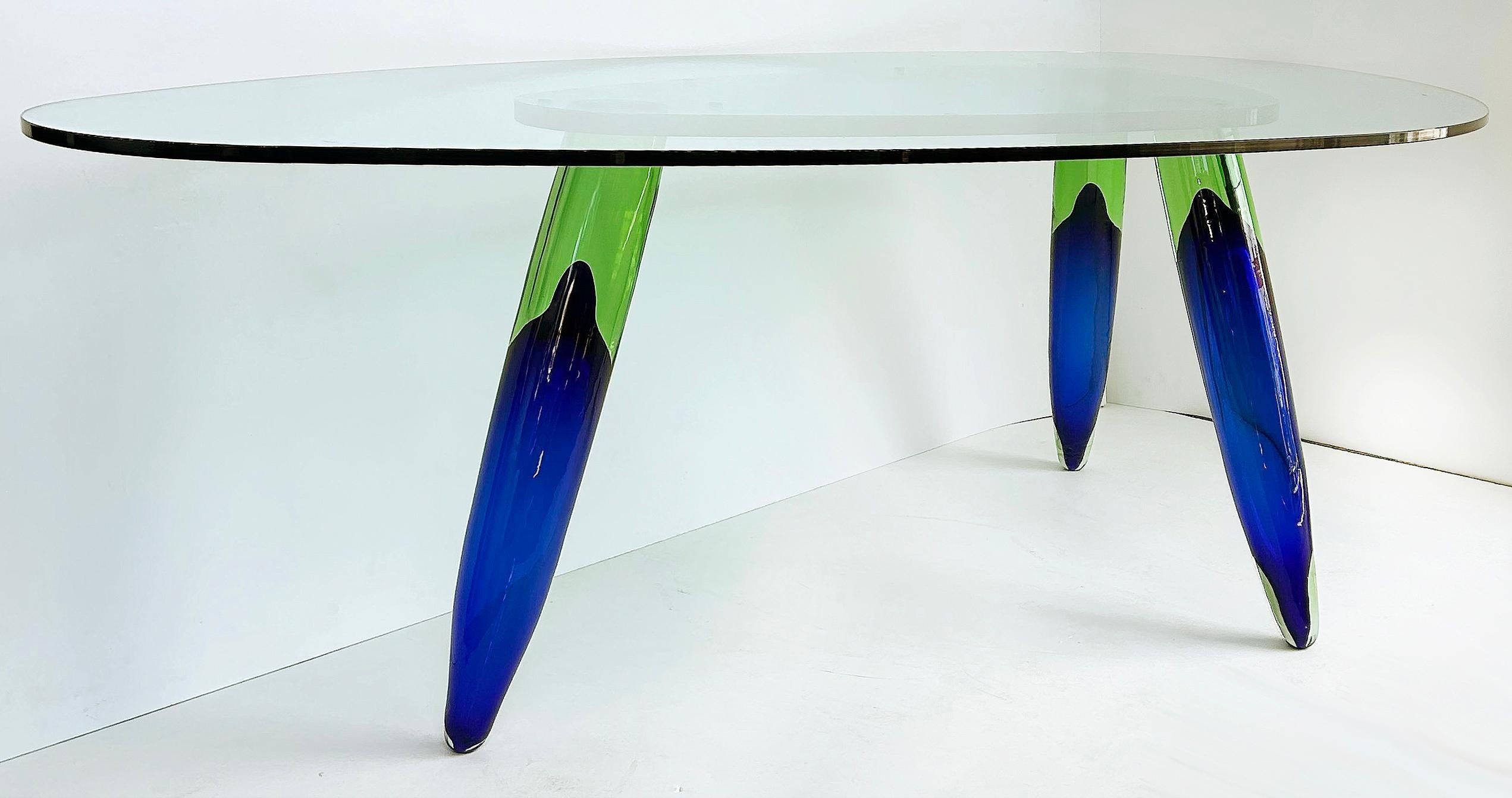 Temperato Tavolo da pranzo in vetro di Murano di Roche Bobois Maurice Barilone, firmato Parigi in vendita