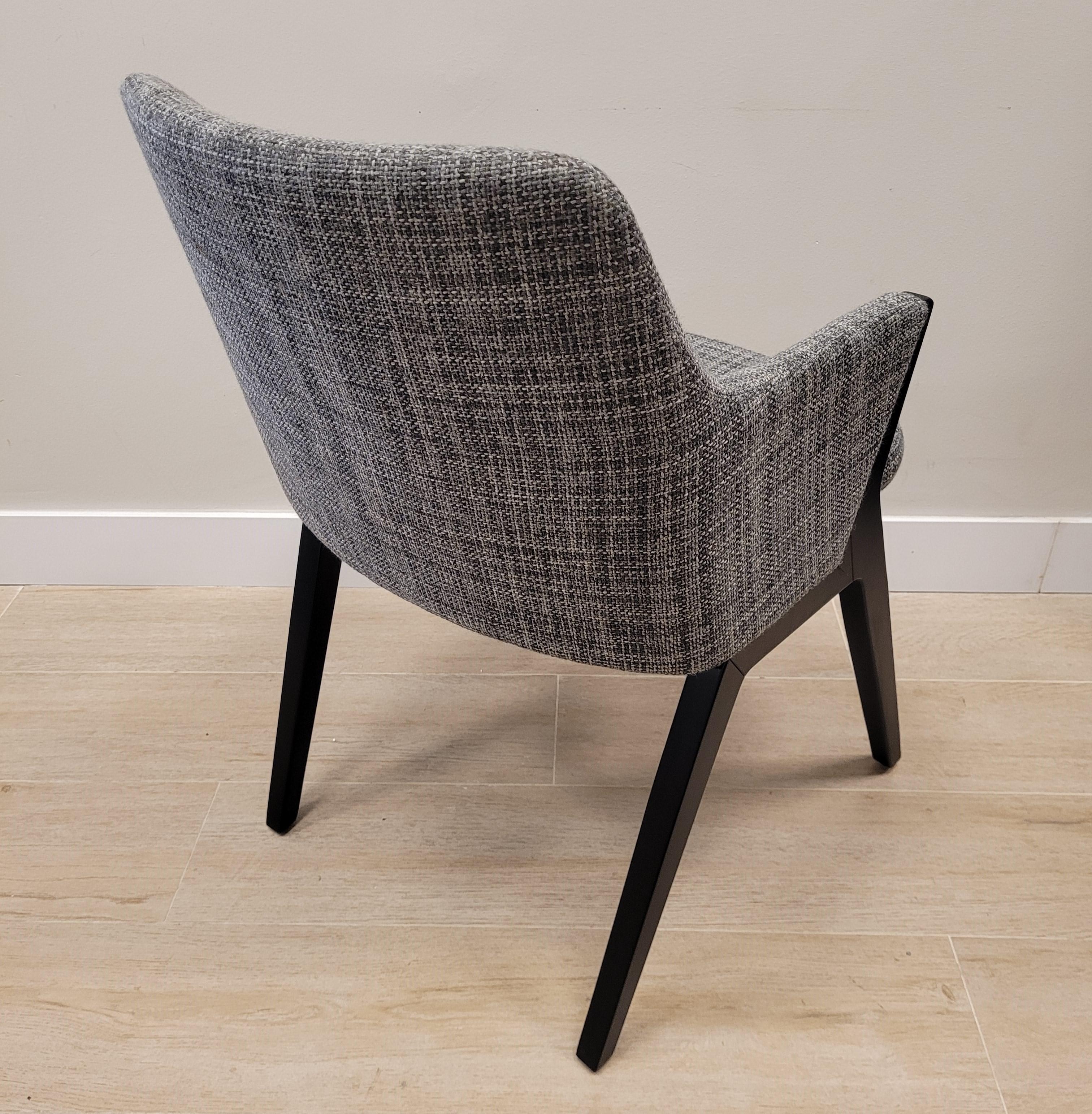 Roche Bobois Mauricio Manzoni armchair, wood and gray fabric For Sale 2