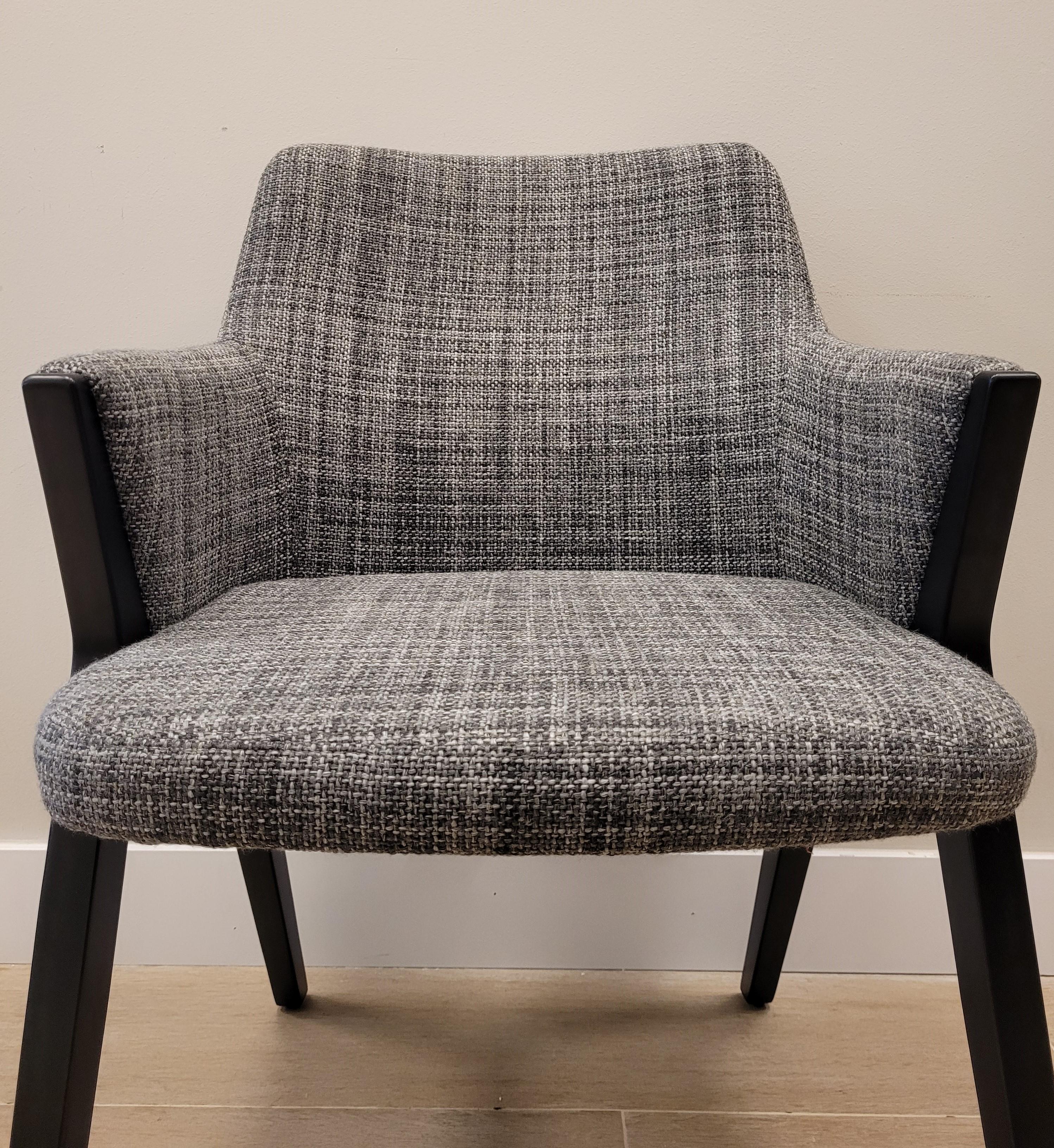 Roche Bobois Mauricio Manzoni armchair, wood and gray fabric For Sale 6