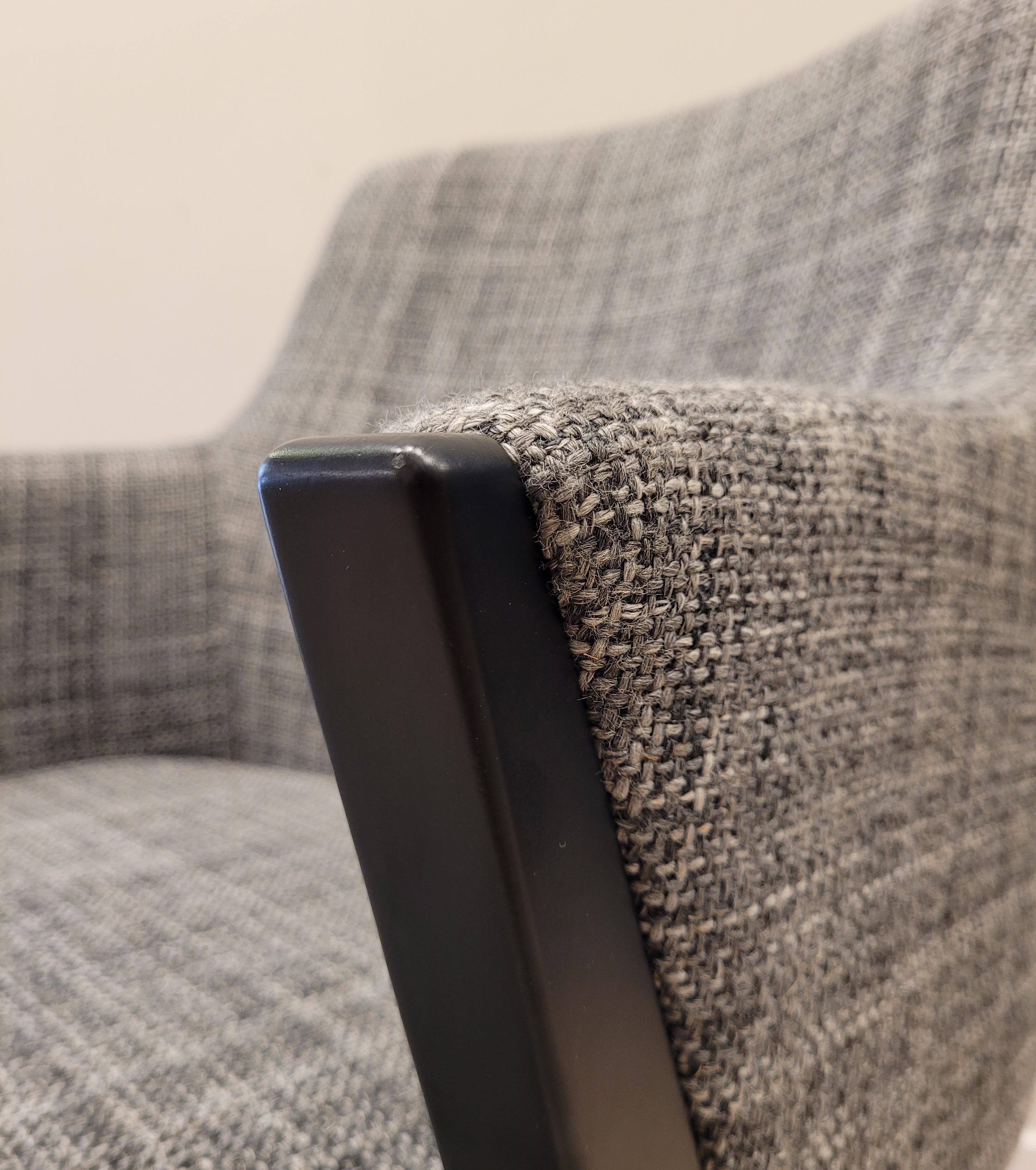Roche Bobois Mauricio Manzoni armchair, wood and gray fabric For Sale 7