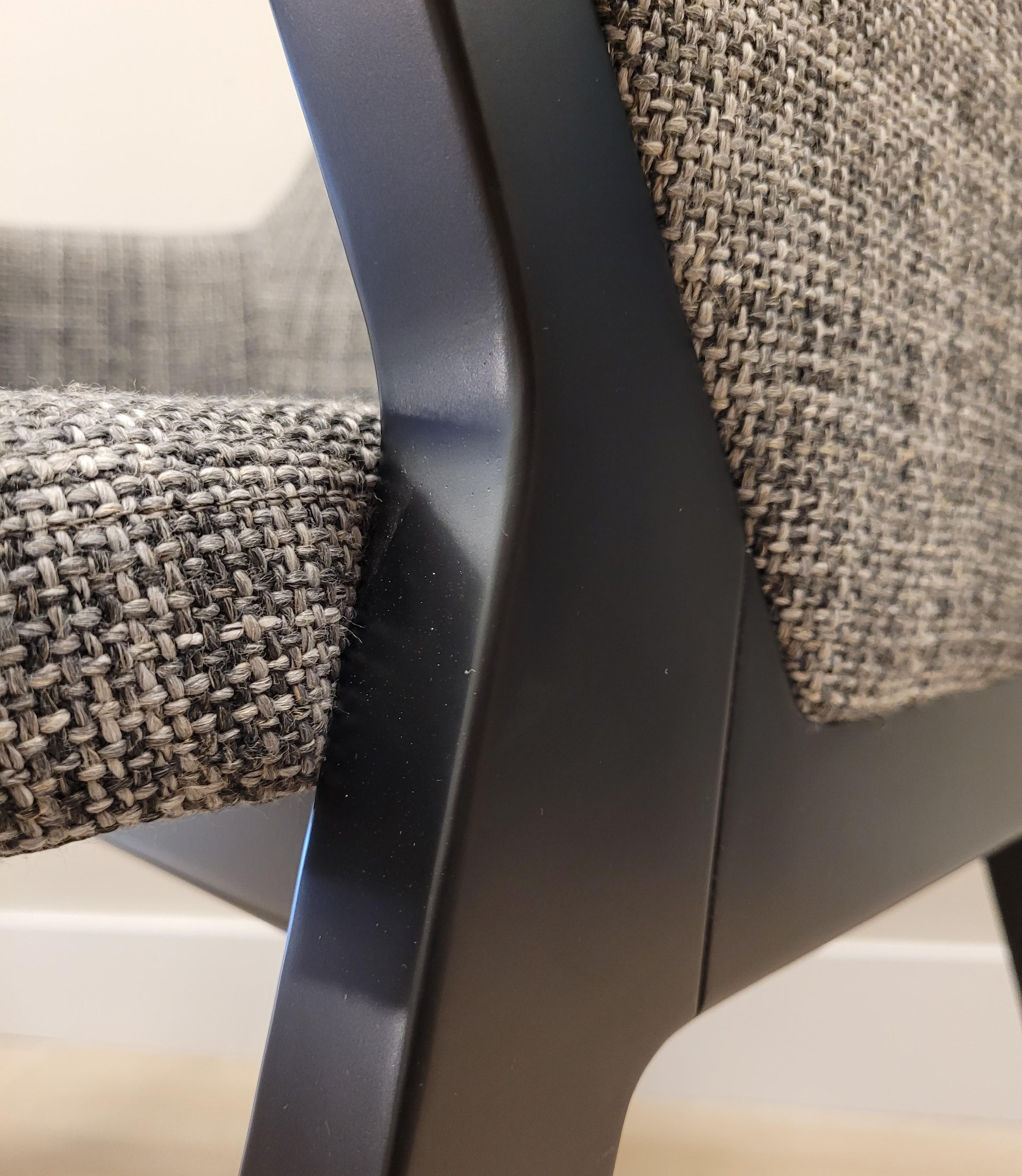Roche Bobois Mauricio Manzoni armchair, wood and gray fabric For Sale 8