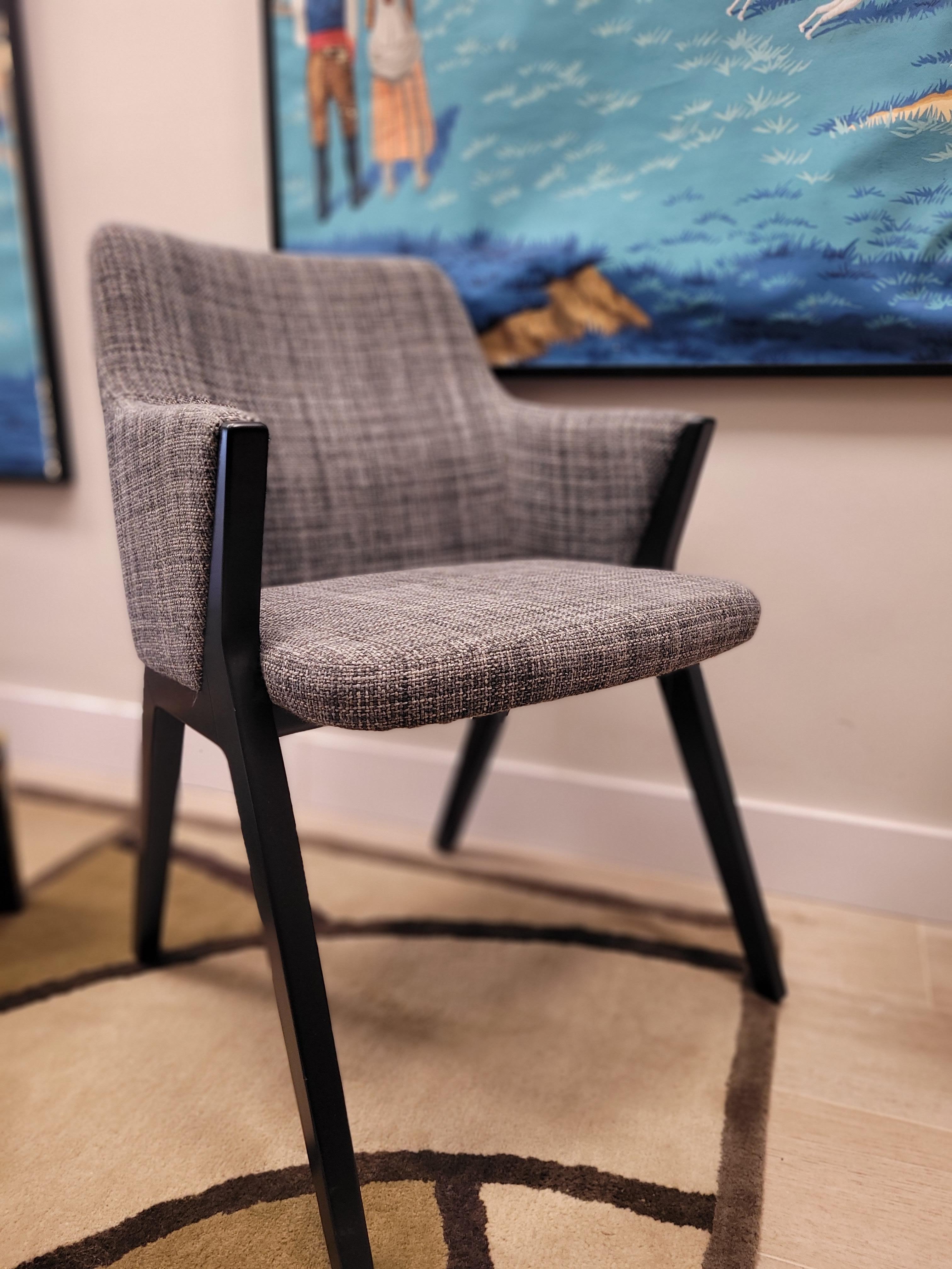Roche Bobois Mauricio Manzoni armchair, wood and gray fabric For Sale 11