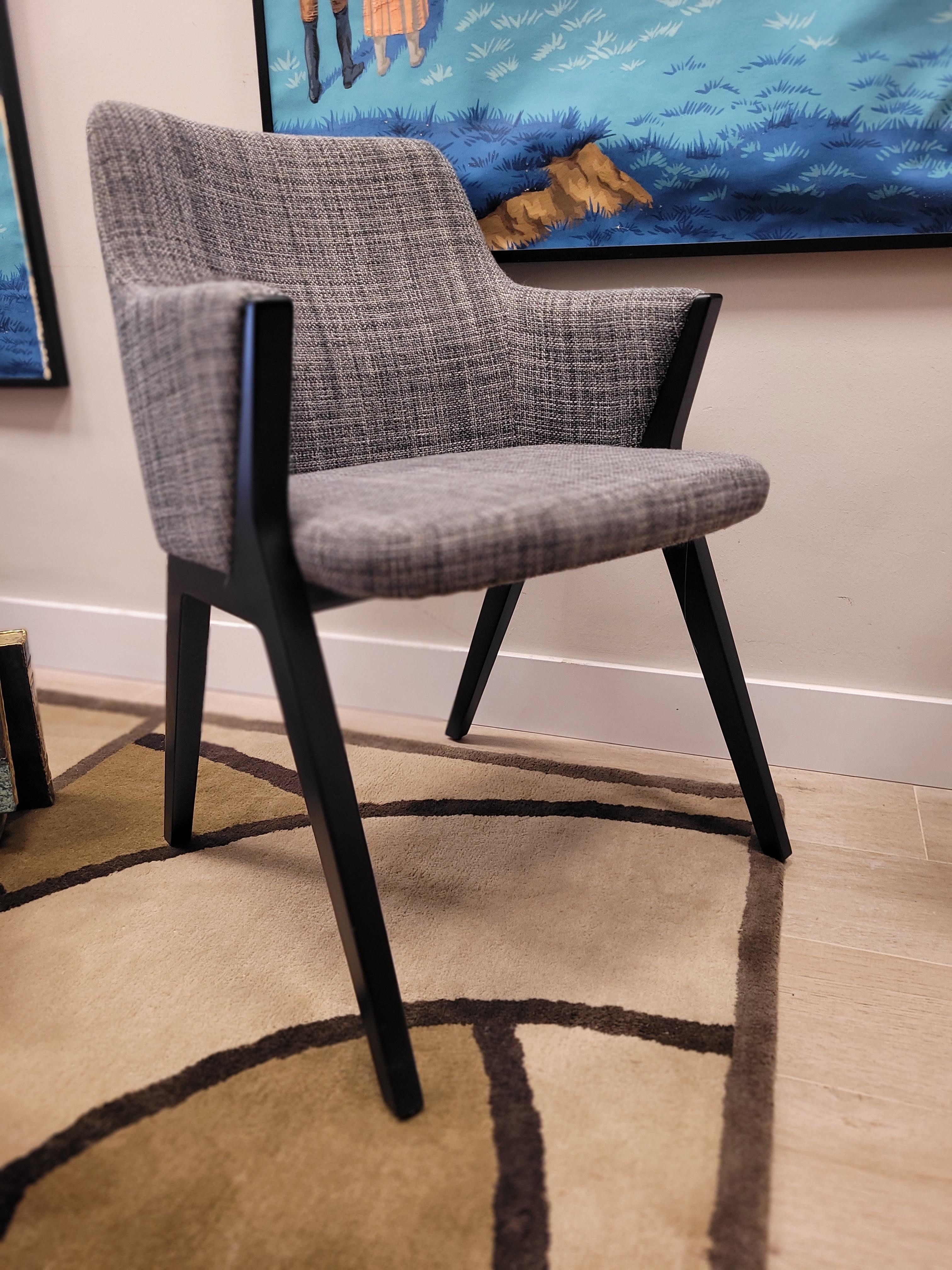 Roche Bobois Mauricio Manzoni armchair, wood and gray fabric For Sale 12