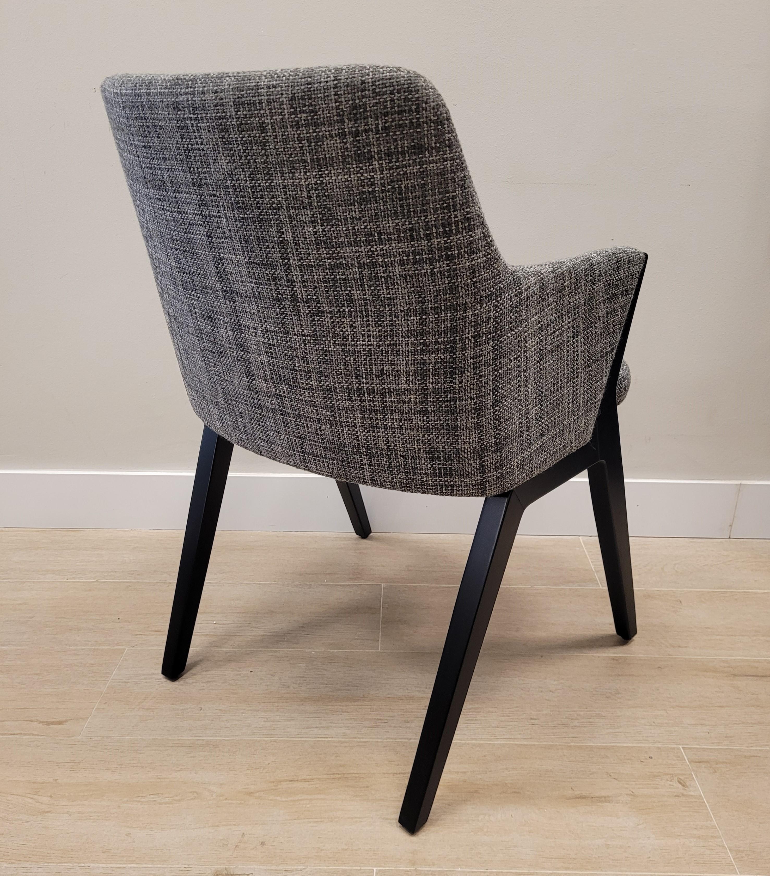 Roche Bobois Mauricio Manzoni armchair, wood and gray fabric For Sale 1