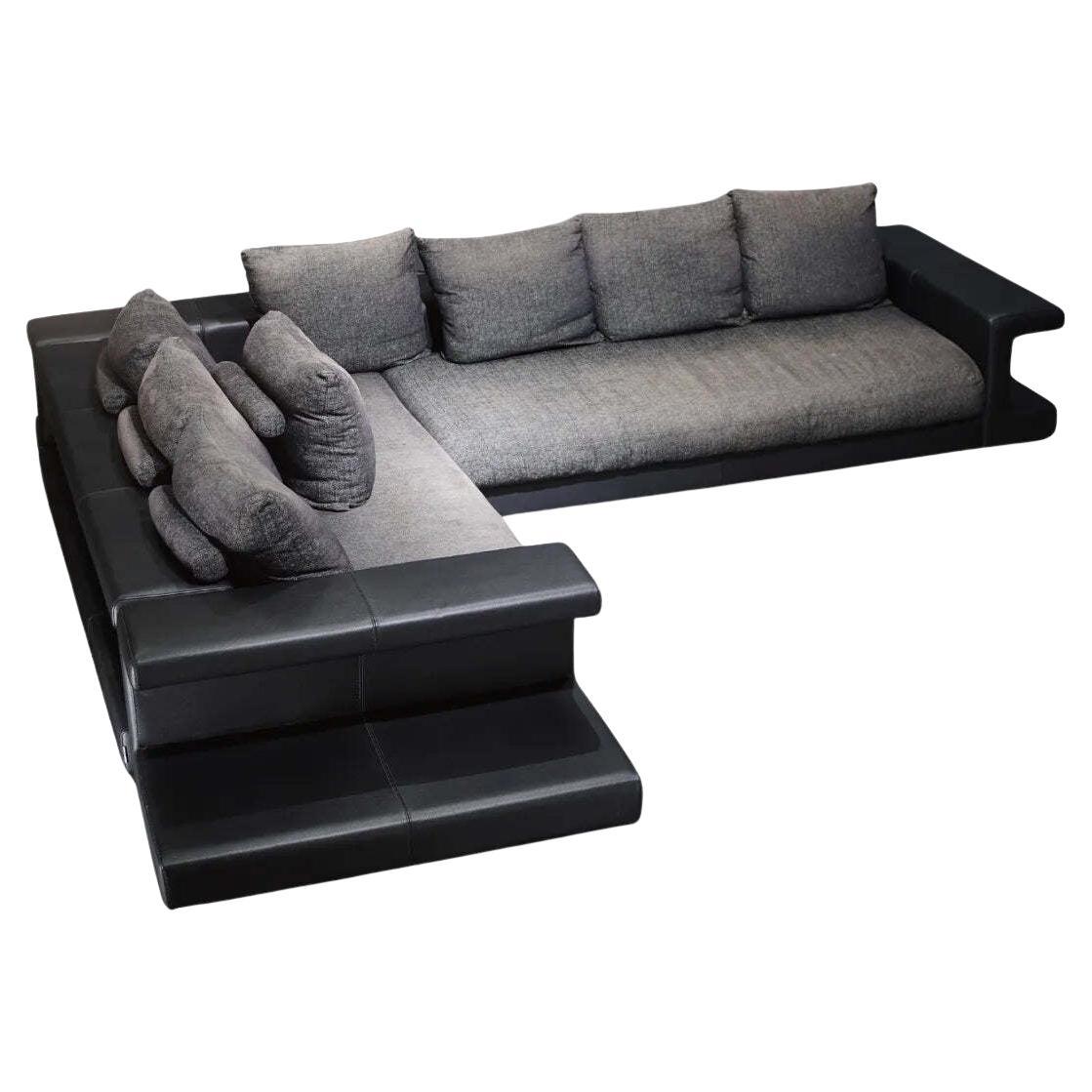 Roche Bobois Memento Sectional Sofa with Leather Side Bookcases in vendita