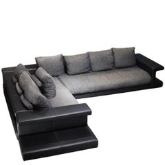 Roche Bobois Memento Canapé sectionnel avec pouf et bibliothèques latérales en cuir