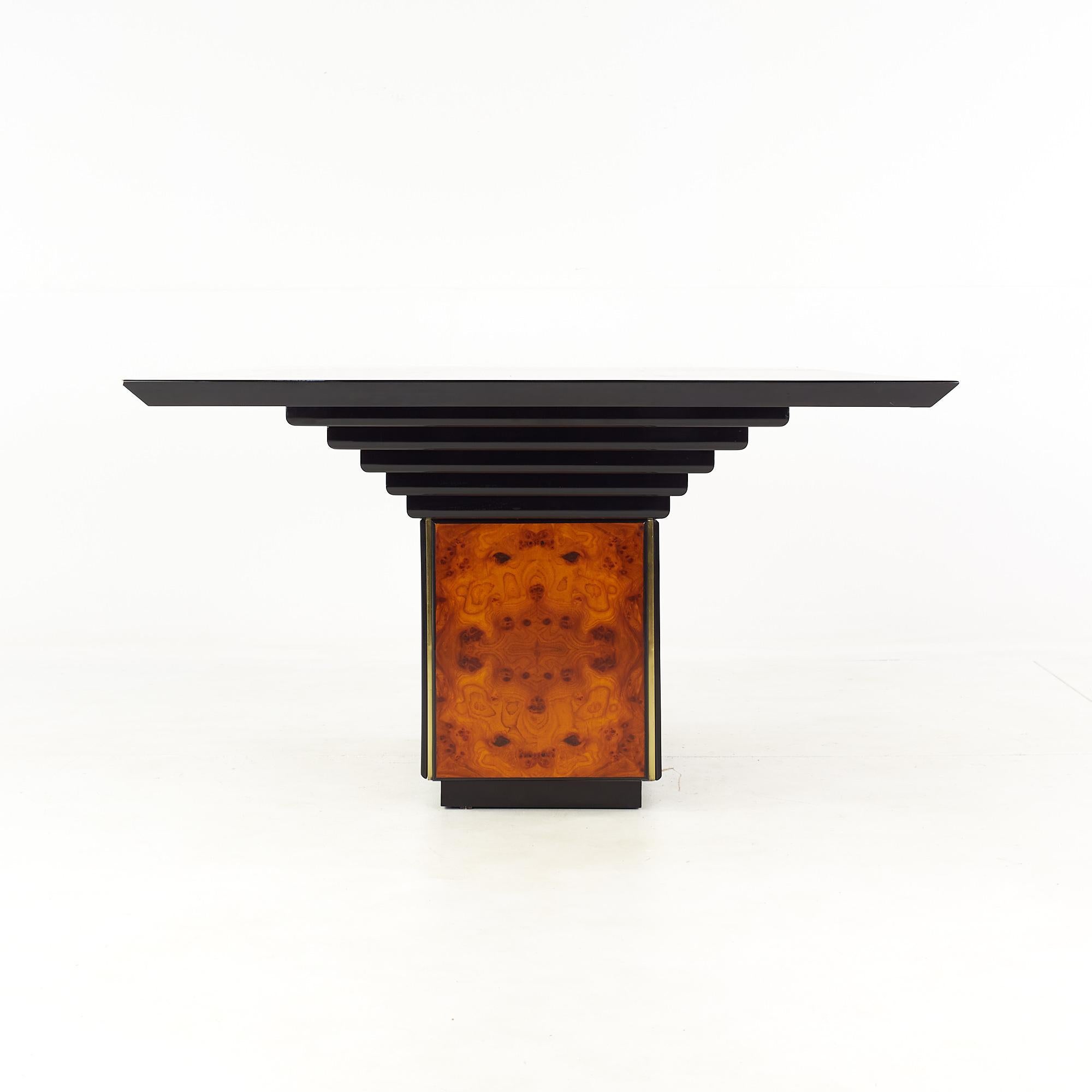 French Roche Bobois Mid Century Burlwood Dining Table For Sale