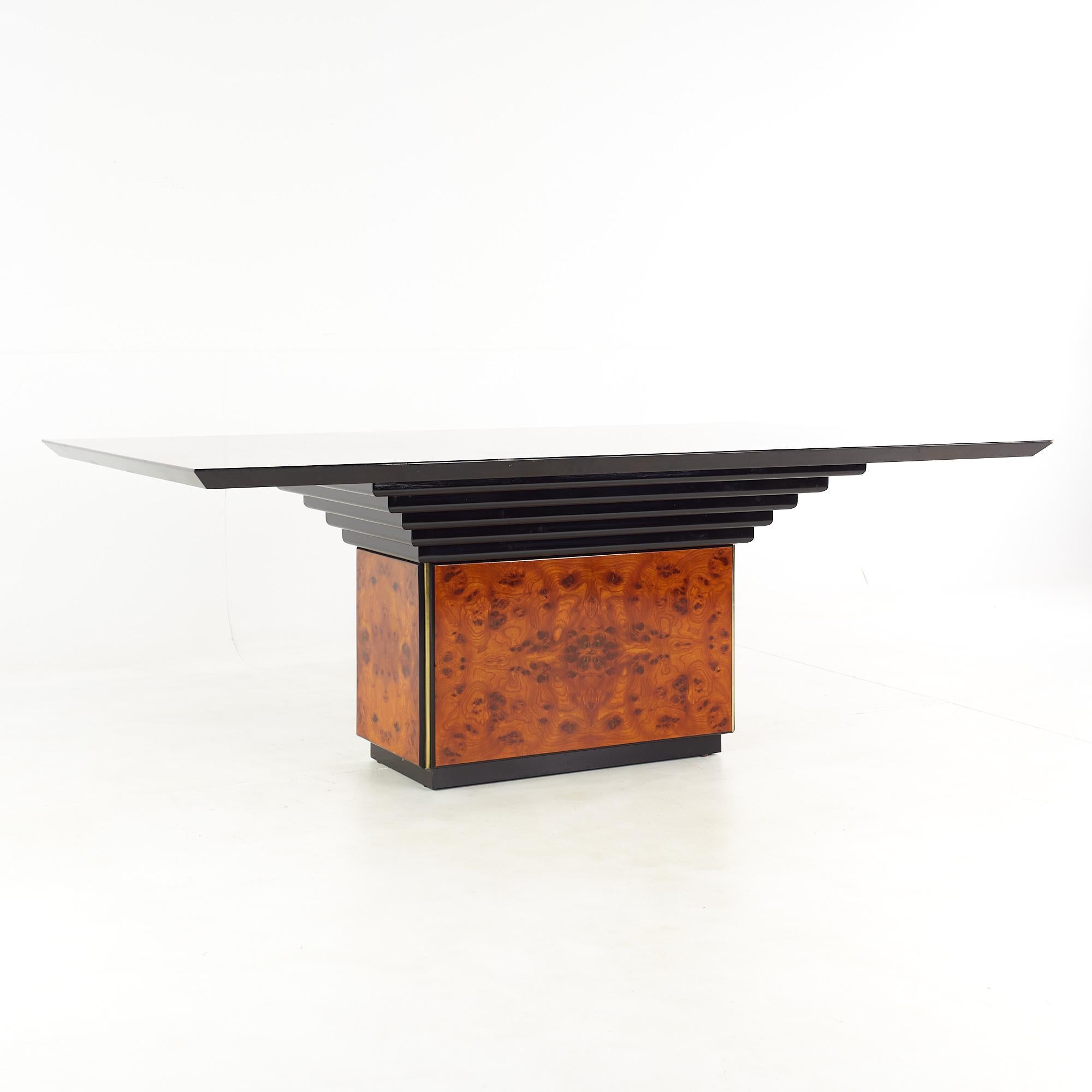 Late 20th Century Roche Bobois Mid Century Burlwood Dining Table For Sale