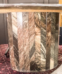 Roche-Bobois Midcentury 1960s Oval Pink and Grey Marble French Dining Table