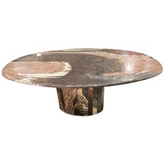 Roche-Bobois Midcentury 1960s Oval Pink and Grey Marble French Dining Table