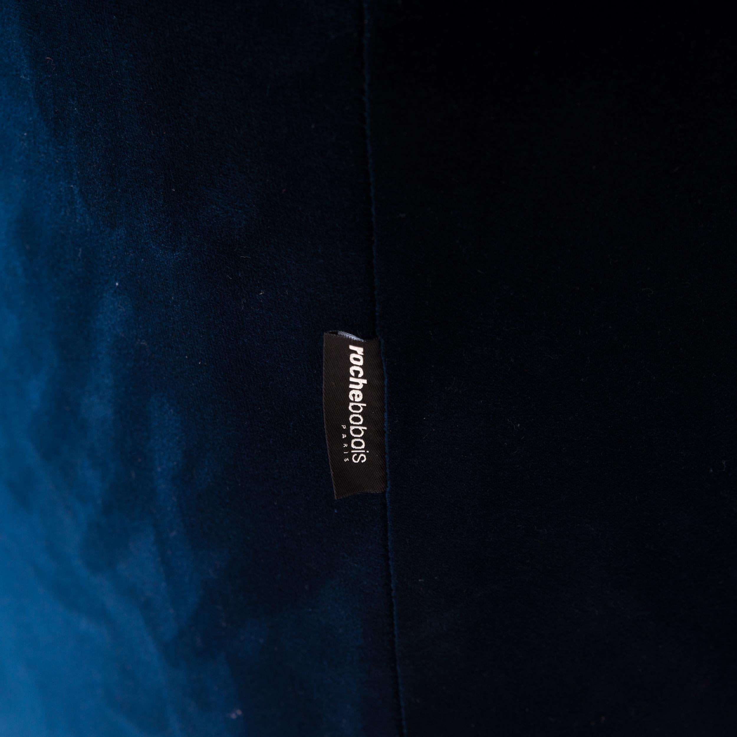 Roche Bobois Midnight Tufted Blue Velvet Profile 2.5 Seat Sofa 1