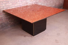 Table de salle à manger moderne Art Déco Roche Bobois en ronce de bois et laque noire