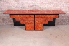 Roche Bobois Modernes Art Deco Wurzelholz und schwarzer Lack Anrichte Credenza